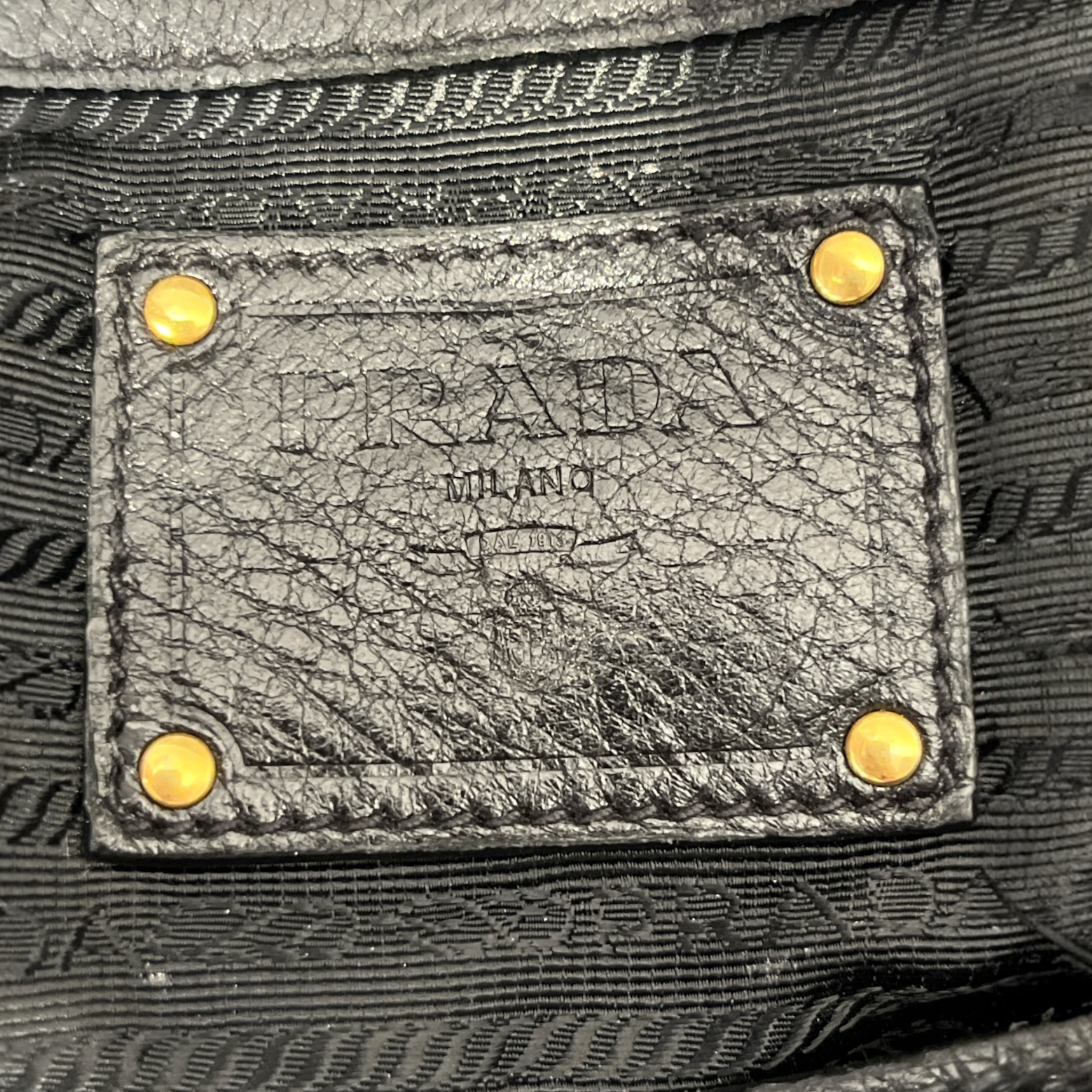 PRADA/Hand Bag/Leather/BLK/antik cervo leather sacca tote view 6
