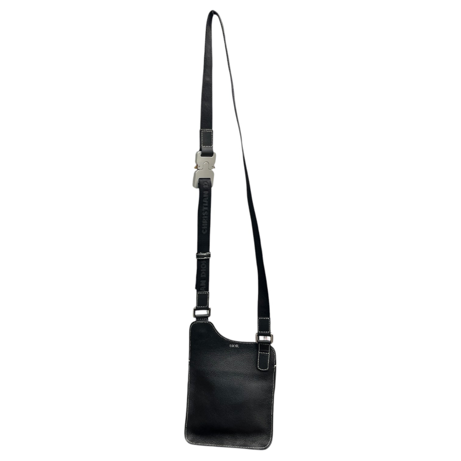 Christian Dior/Cross Body Bag/Leather/BLK/Leather Saddle Bag view 2