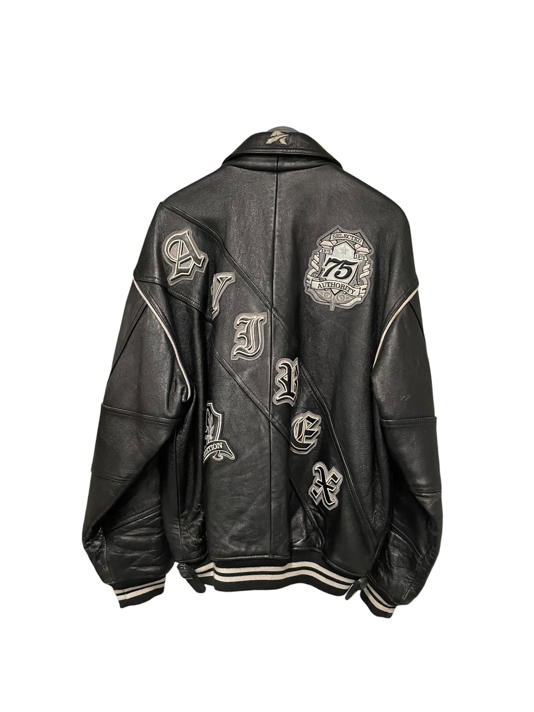 AVIREX/Leather Jkt/XL/Leather/BLK/Graphic/diagonal back spellout view 1