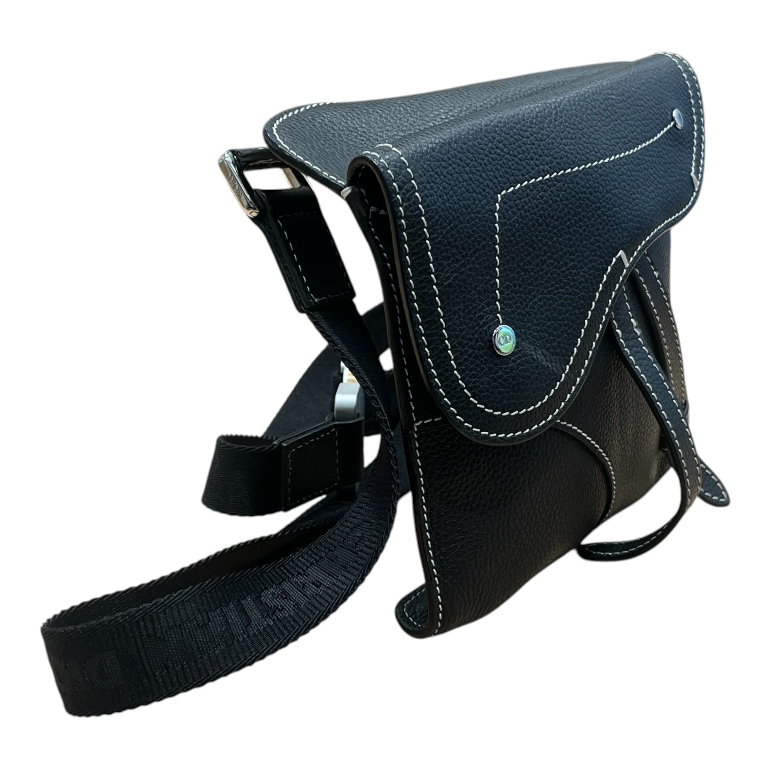 Christian Dior/Cross Body Bag/Leather/BLK/Leather Saddle Bag view 4