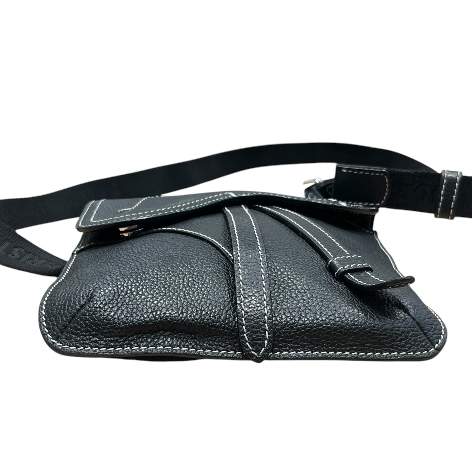 Christian Dior/Cross Body Bag/Leather/BLK/Leather Saddle Bag view 5