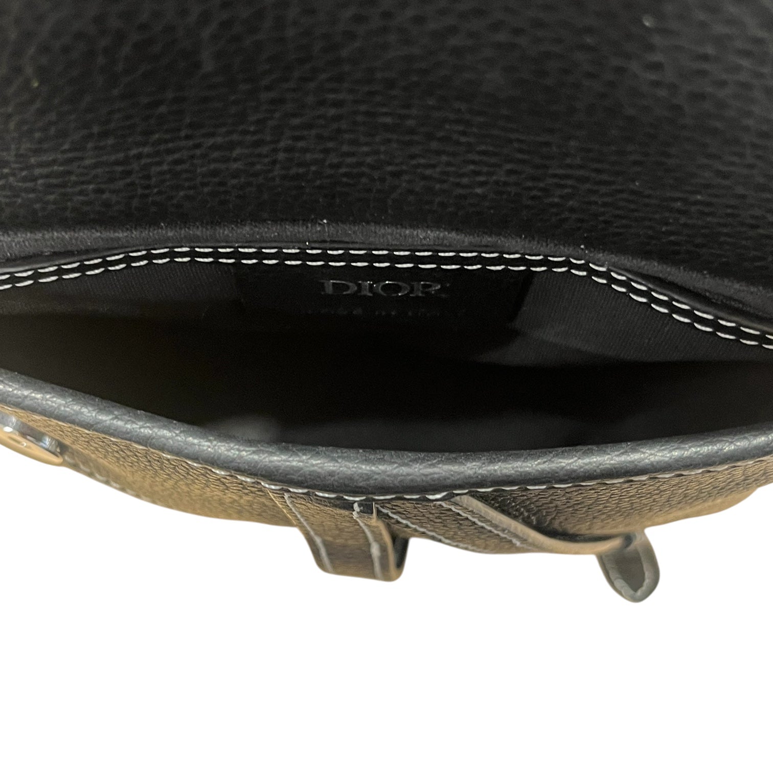 Christian Dior/Cross Body Bag/Leather/BLK/Leather Saddle Bag view 6
