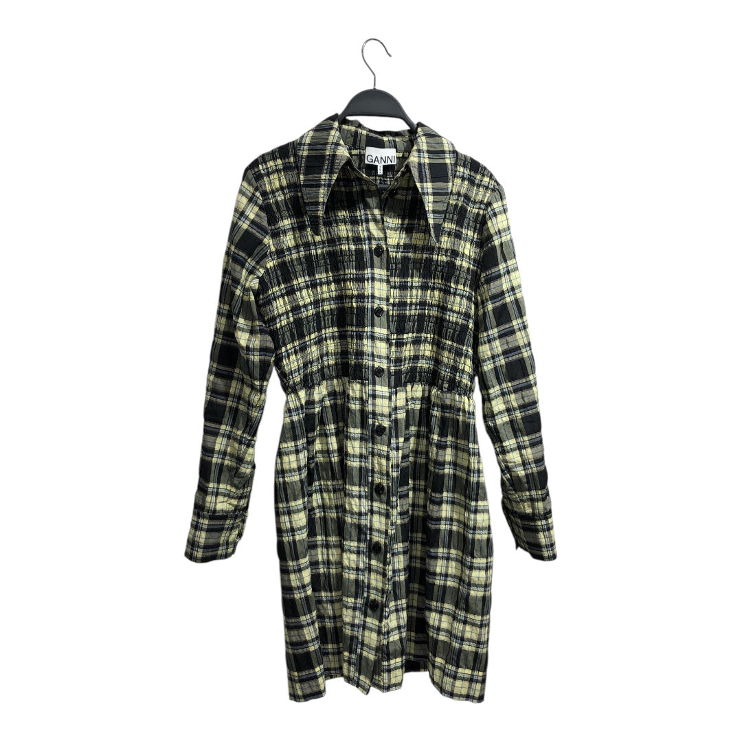 GANNI/Shirt Dress/M/Plaid/Polyester/MLT/Midi Length/Ganni Long Collar Plaid Dress view 1