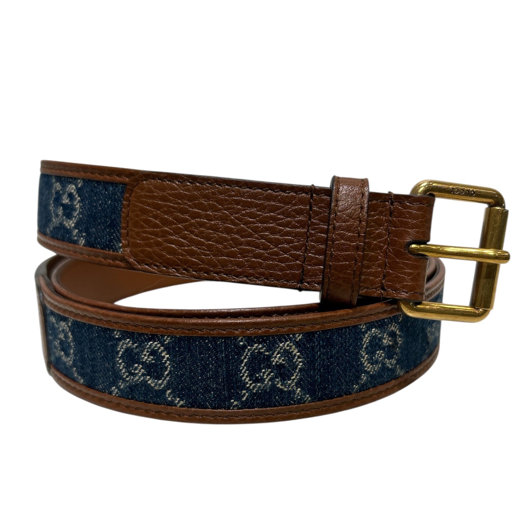 GUCCI/Belt/Denim/BLU/denim square buckle view 1