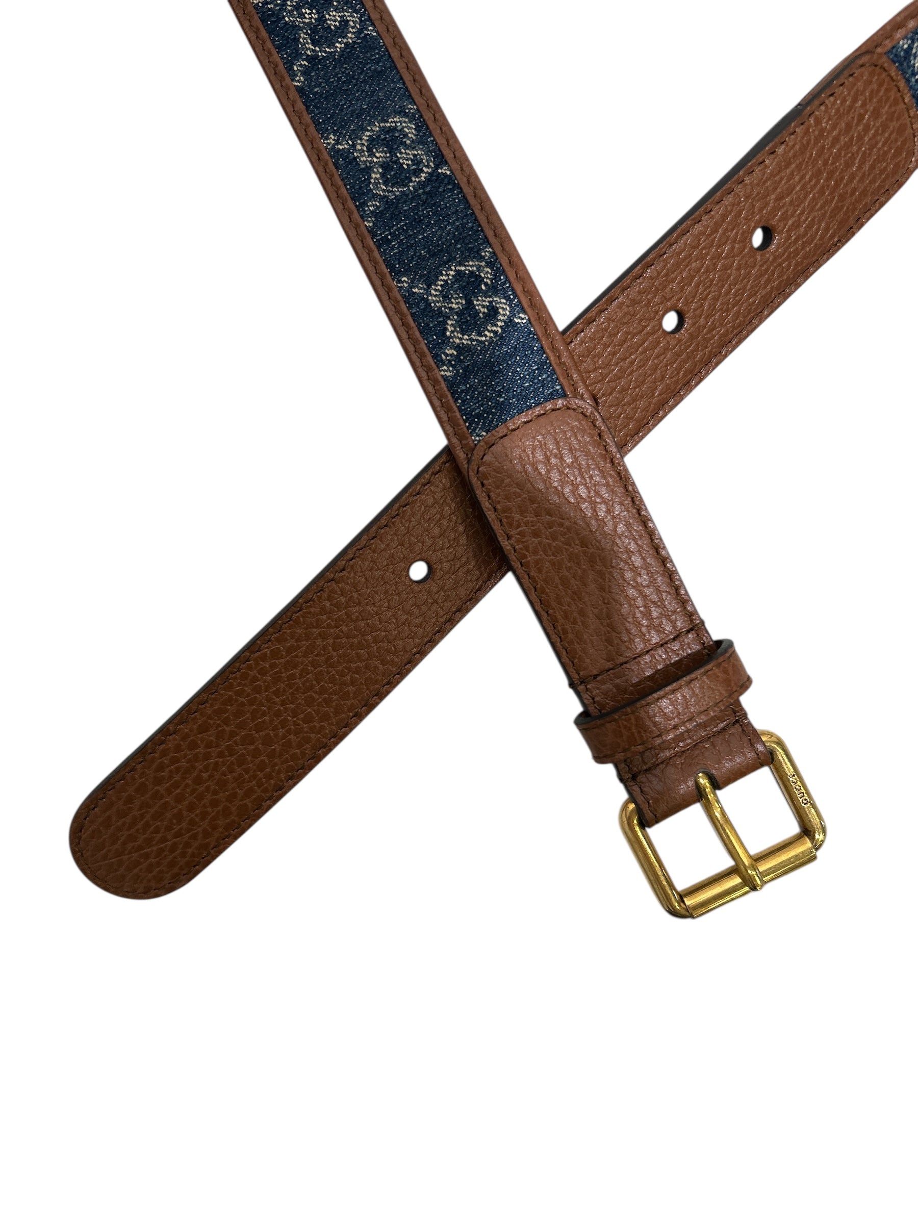 GUCCI/Belt/Denim/BLU/denim square buckle view 2