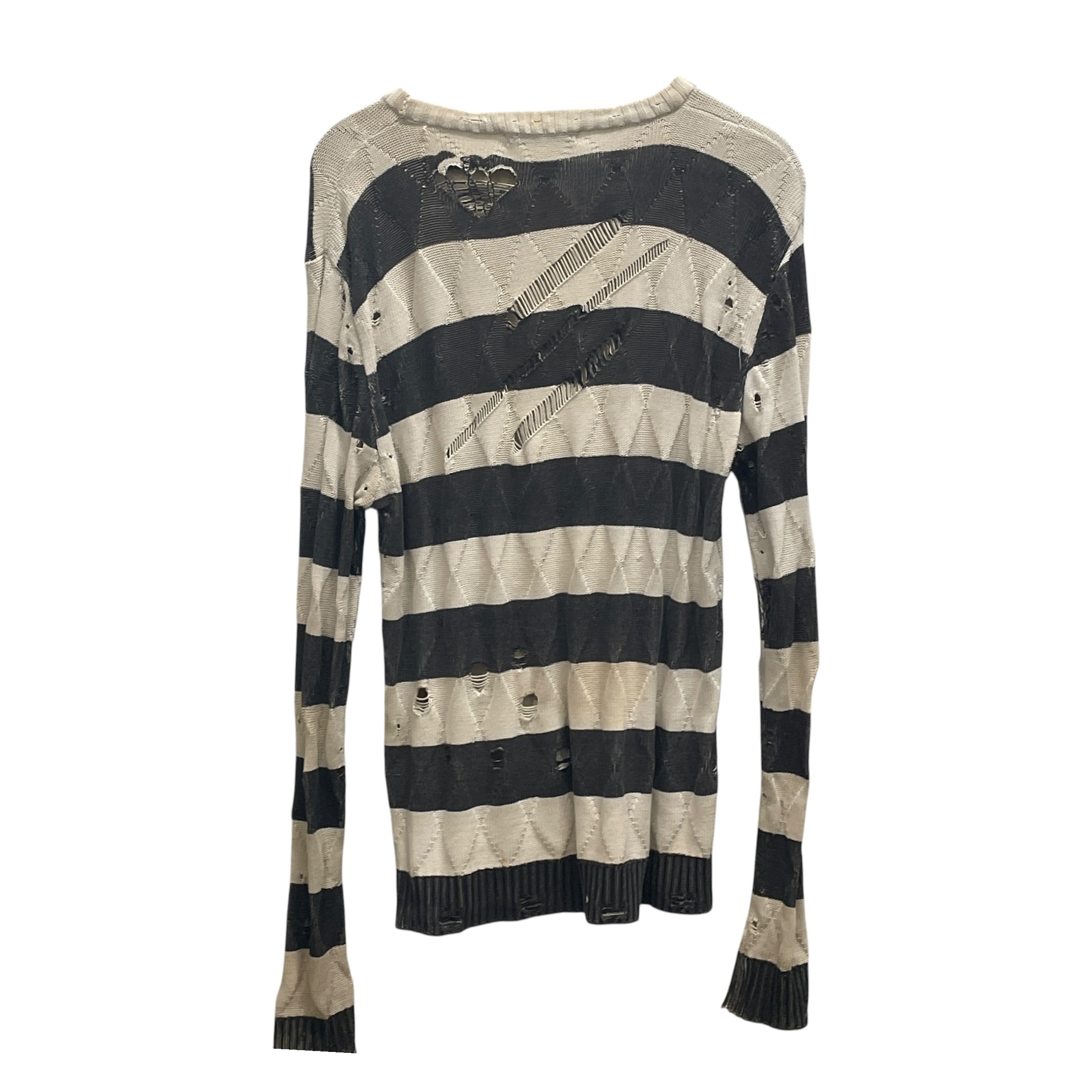 NUMBER (N)INE/Sweater/Stripe/Cotton/WHT/BLK&WHT STRIPE/DISTRESSMENT view 1