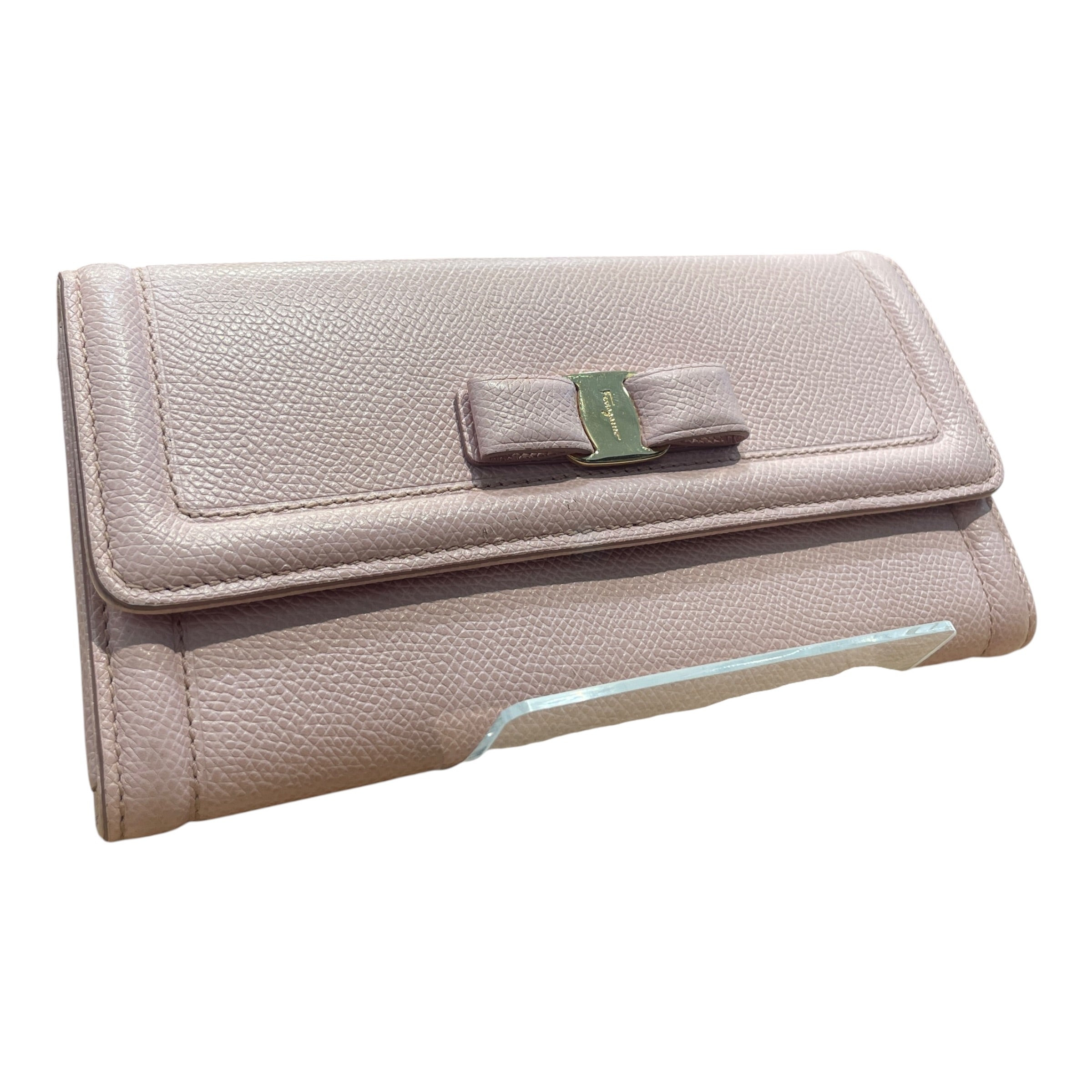 Salvatore Ferragamo/Long Wallet/Leather/PNK/L's/Embossed Bow Wallet view 1