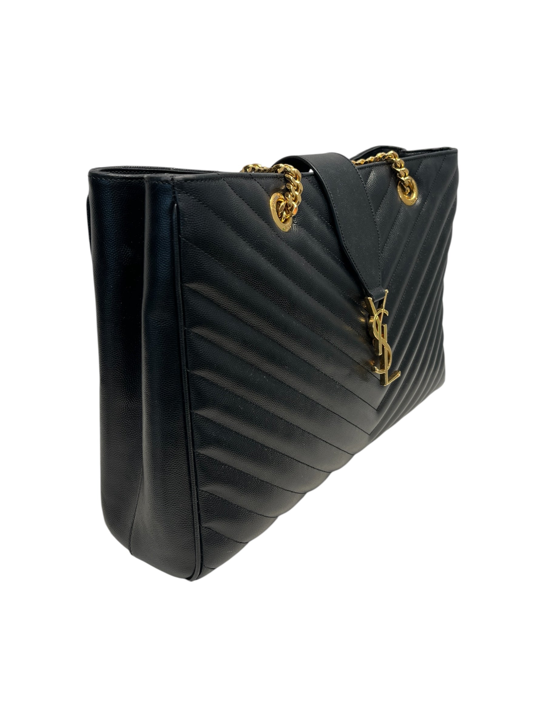 SAINT LAURENT/Hand Bag/Leather/BLK/Matelasse Chevron Large view 3