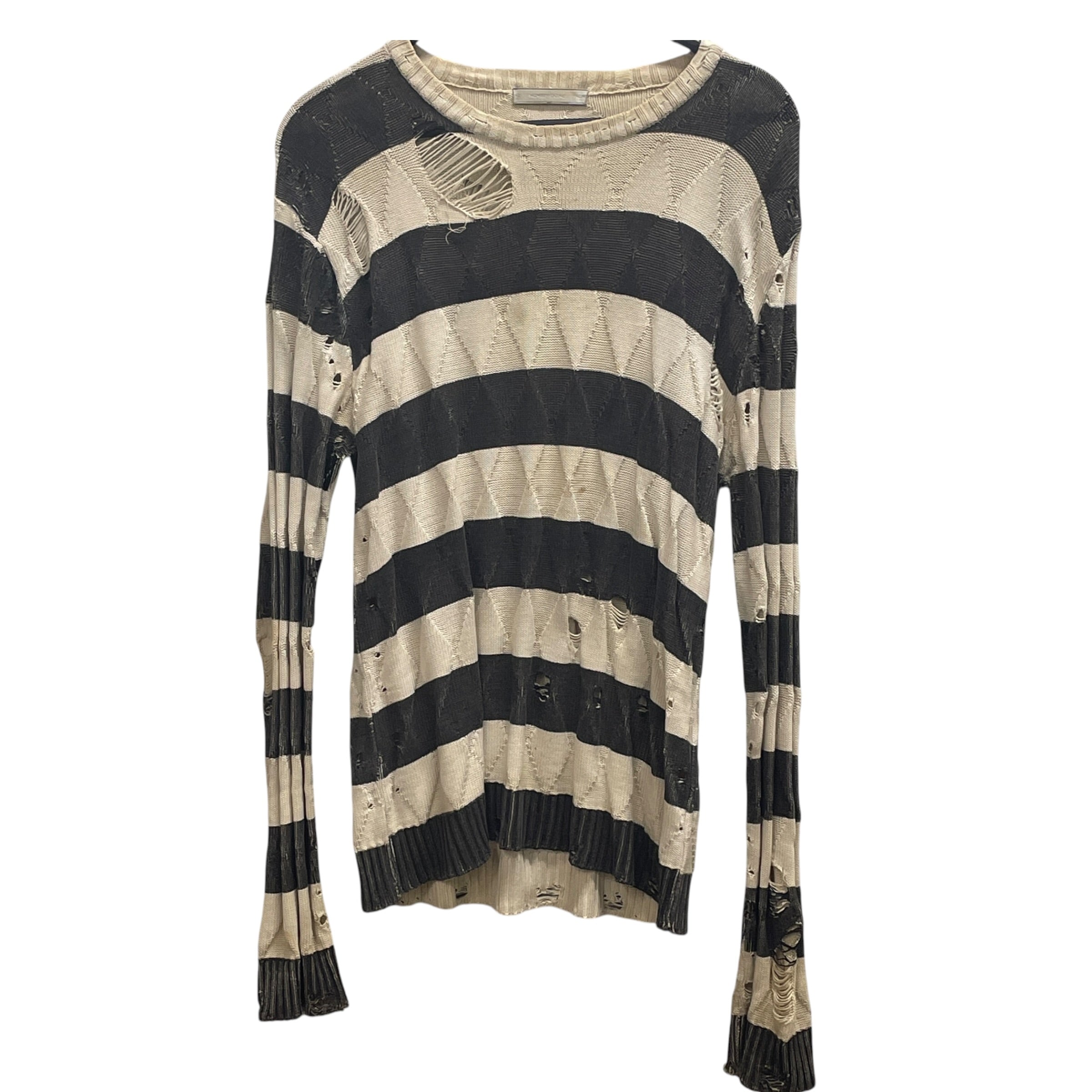 NUMBER (N)INE/Sweater/Stripe/Cotton/WHT/BLK&WHT STRIPE/DISTRESSMENT view 2