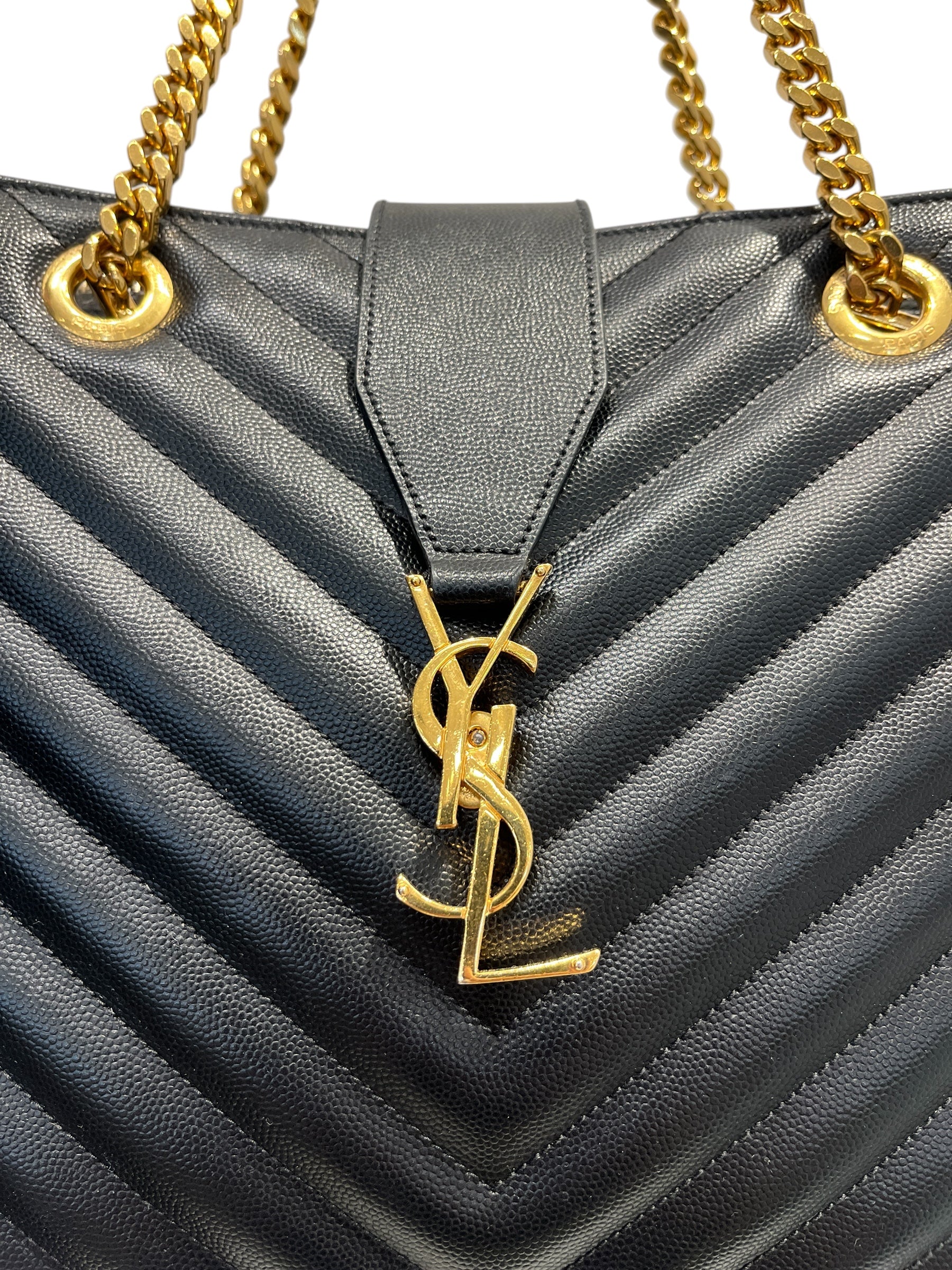 SAINT LAURENT/Hand Bag/Leather/BLK/Matelasse Chevron Large view 5