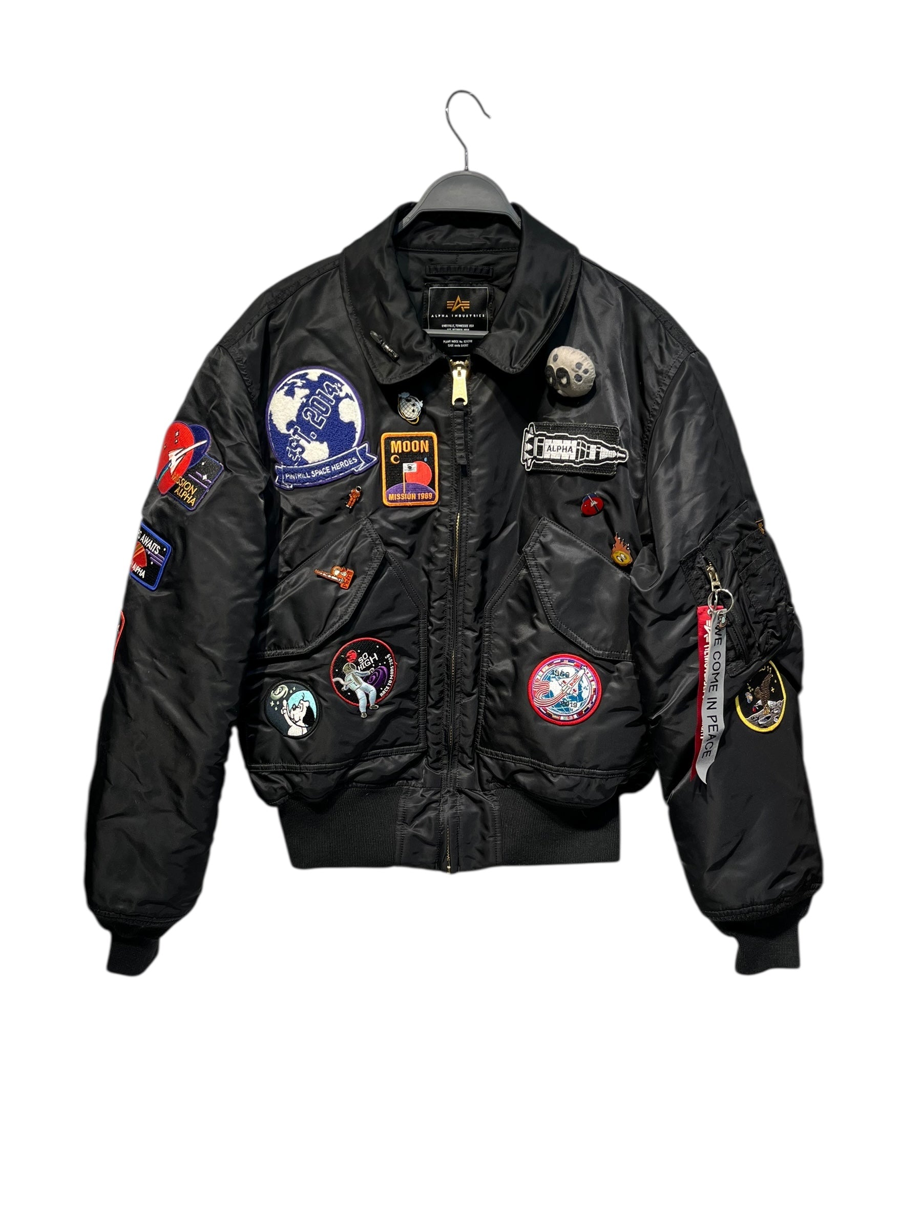 ALPHA INDUSTRIES/Jacket/L/Acrylic/BLK/All Over Print/ceu 45p nsa pintrill view 1
