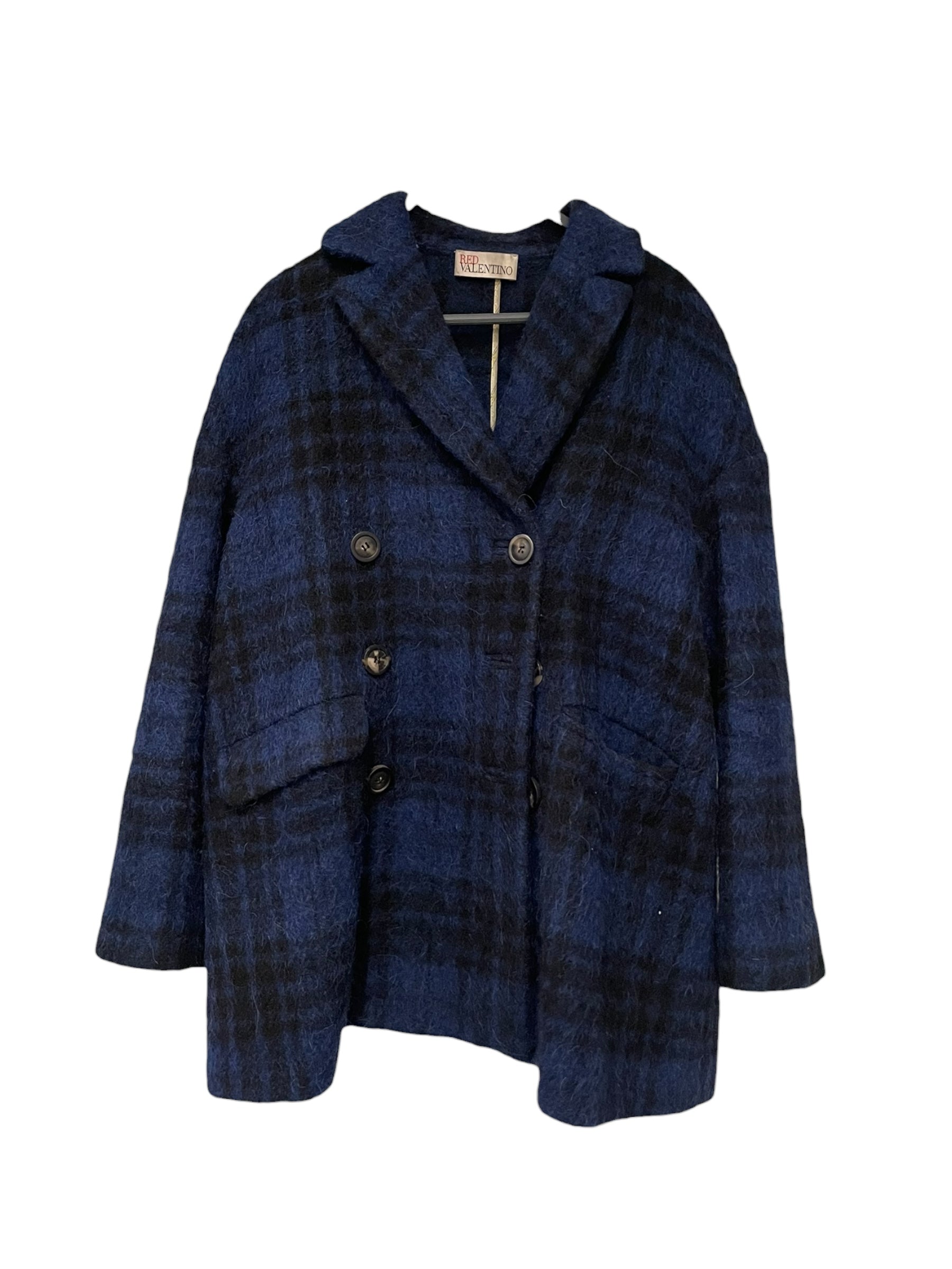 RED VALENTINO/Coat/40/Plaid/Wool/NVY/HR0493A0/PLAID WOOL COAT view 1