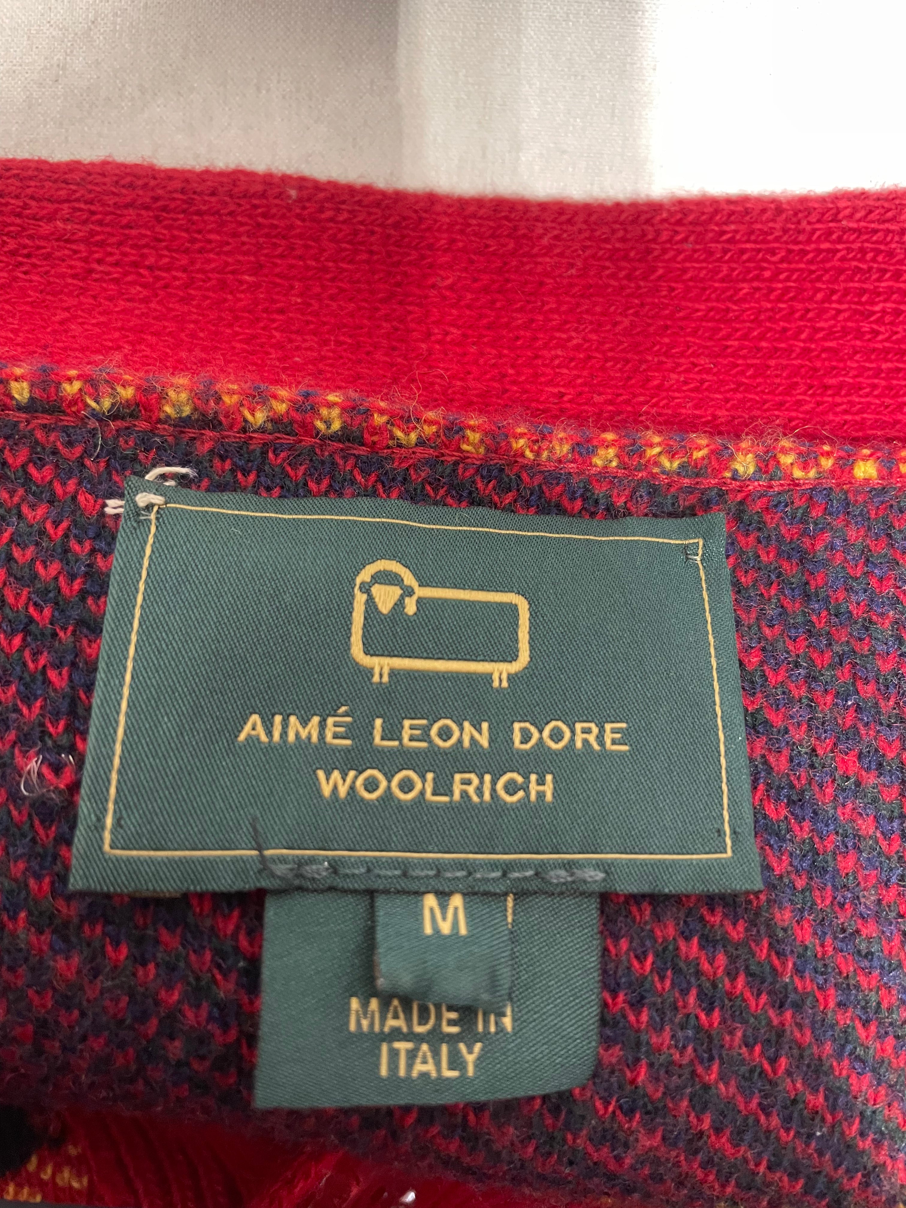 AIME LEON DORE/Cardigan/M/Plaid/Wool/RED/WOOLRICH view 3