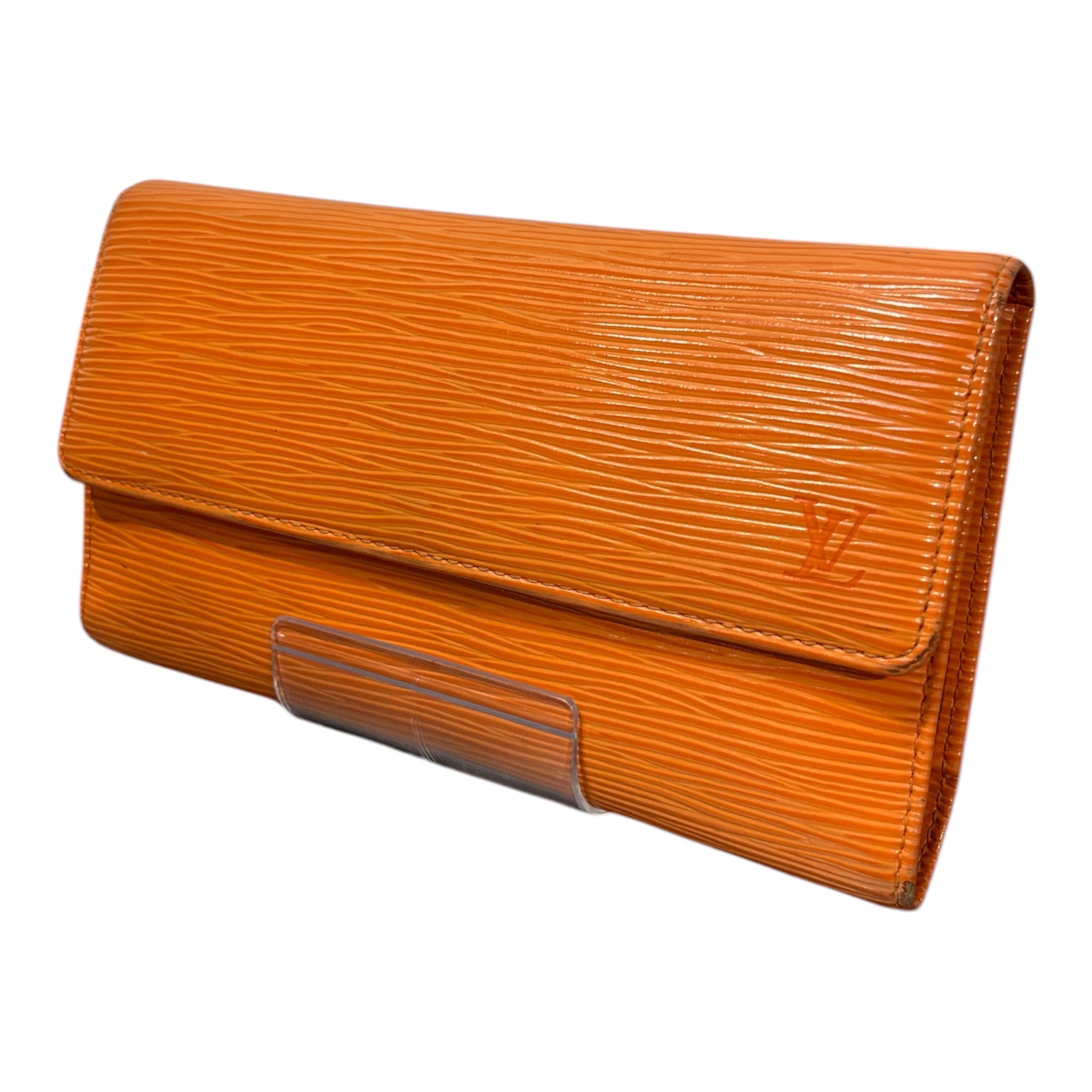 LOUIS VUITTON/Trifold Wallet/Stripe/Leather/ORN/Orange Epi Leather Long Wallet view 1