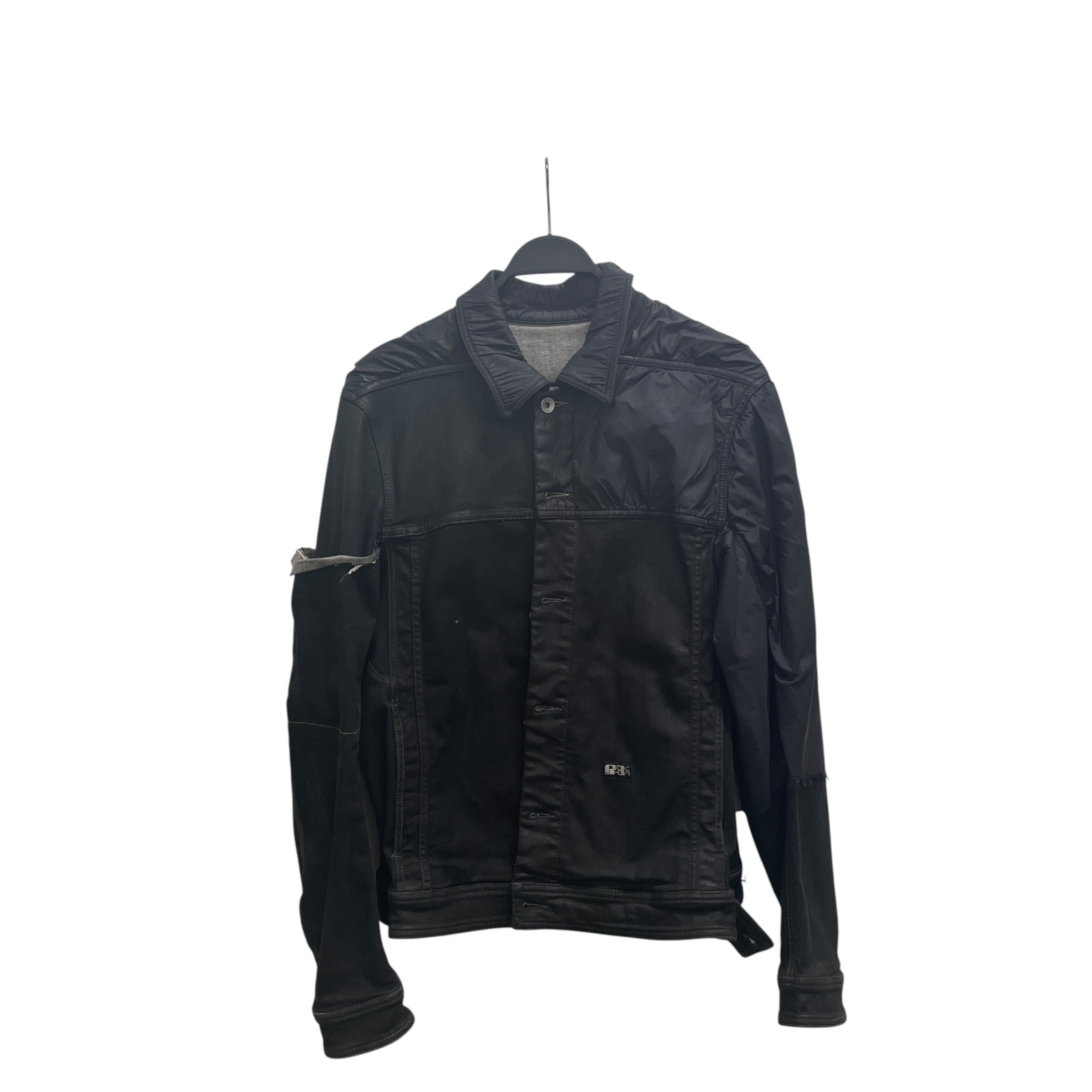 RICK OWENS DRKSHDW/Denim Jkt/L/Denim/BLK/workers raw hem view 1