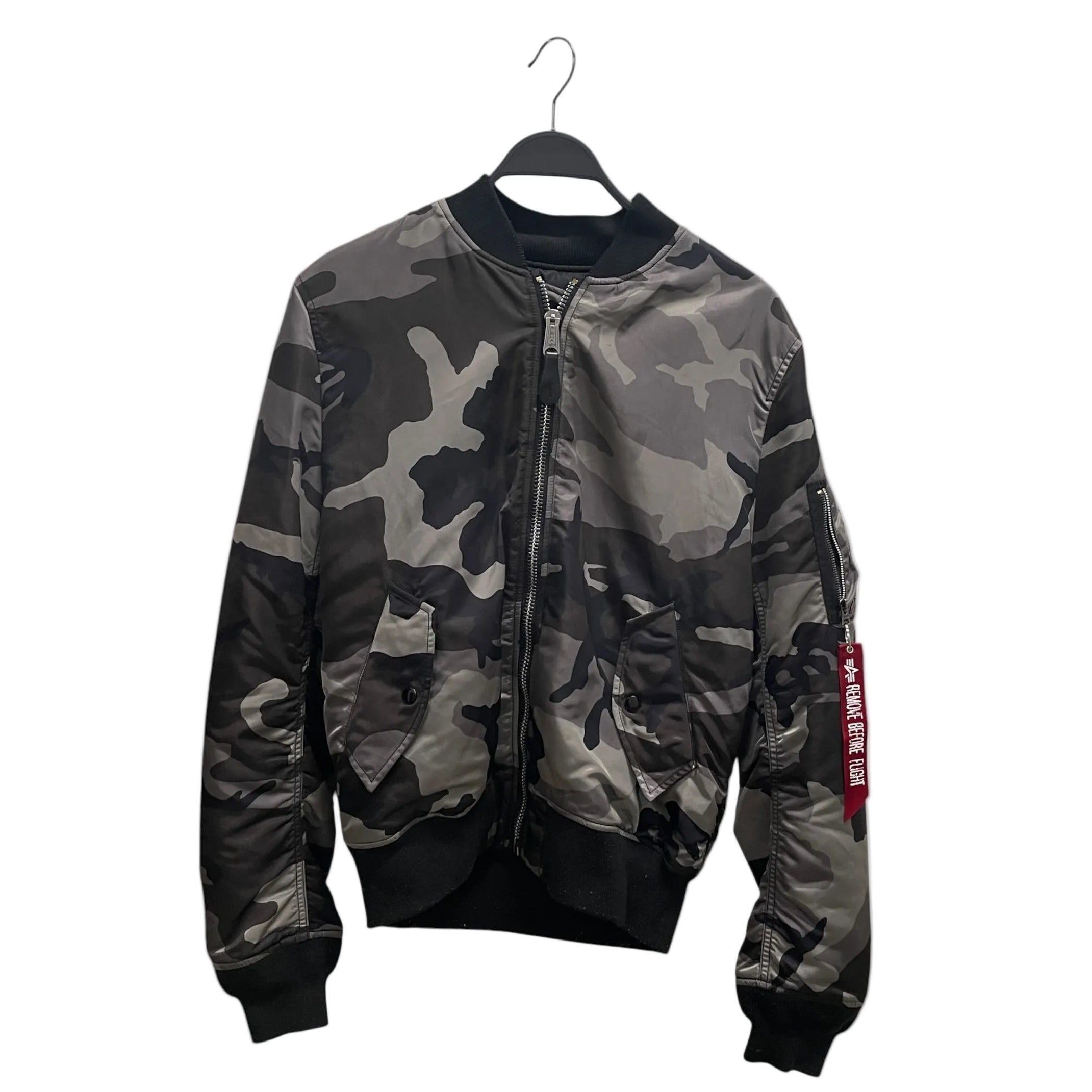 ALPHA INDUSTRIES/Jacket/L/Nylon/BLK/WHT CAMO LINING/BLK BOMBER view 1