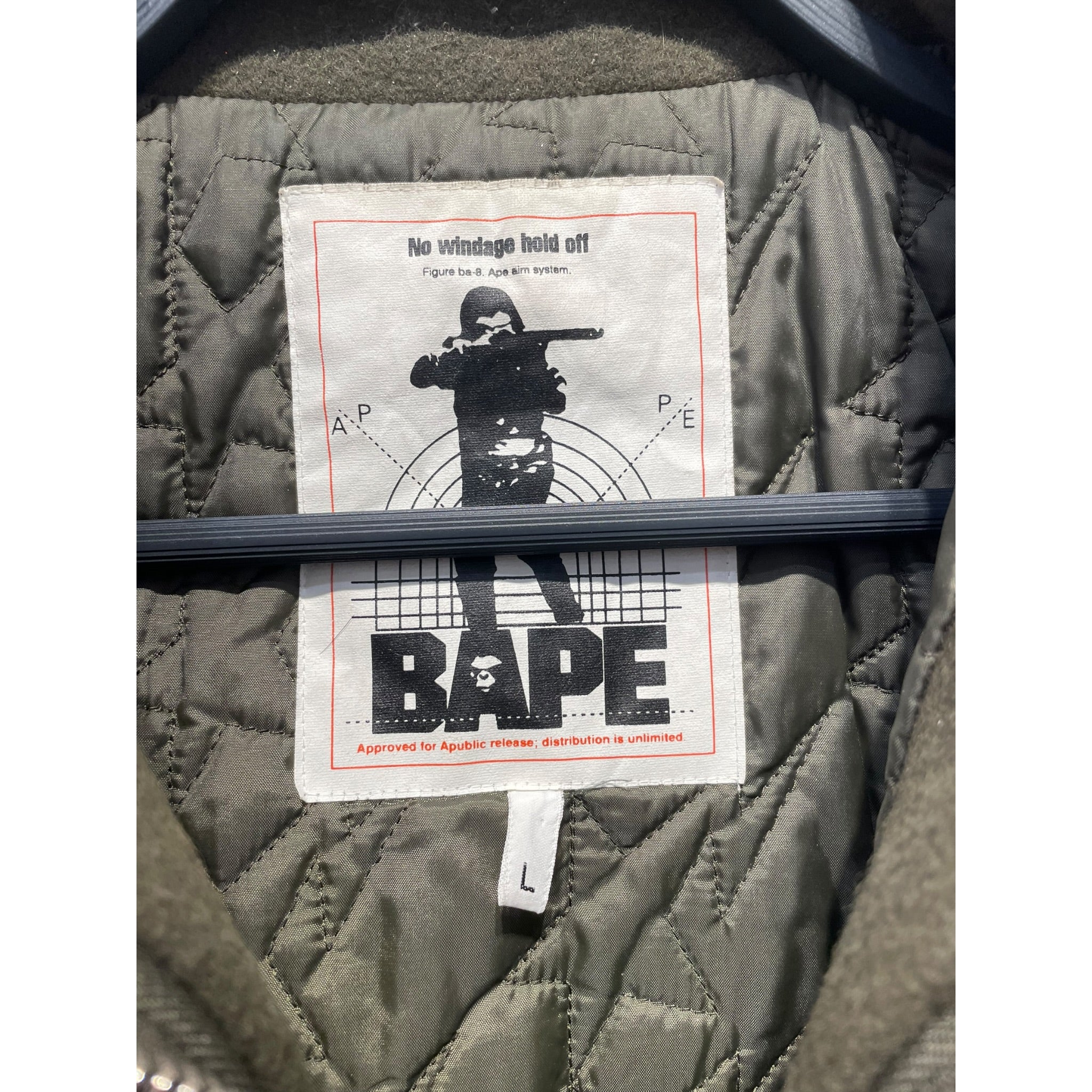 A BATHING APE/Jacket/L/Wool/GRN/WOOL ZIP UP COAT view 3