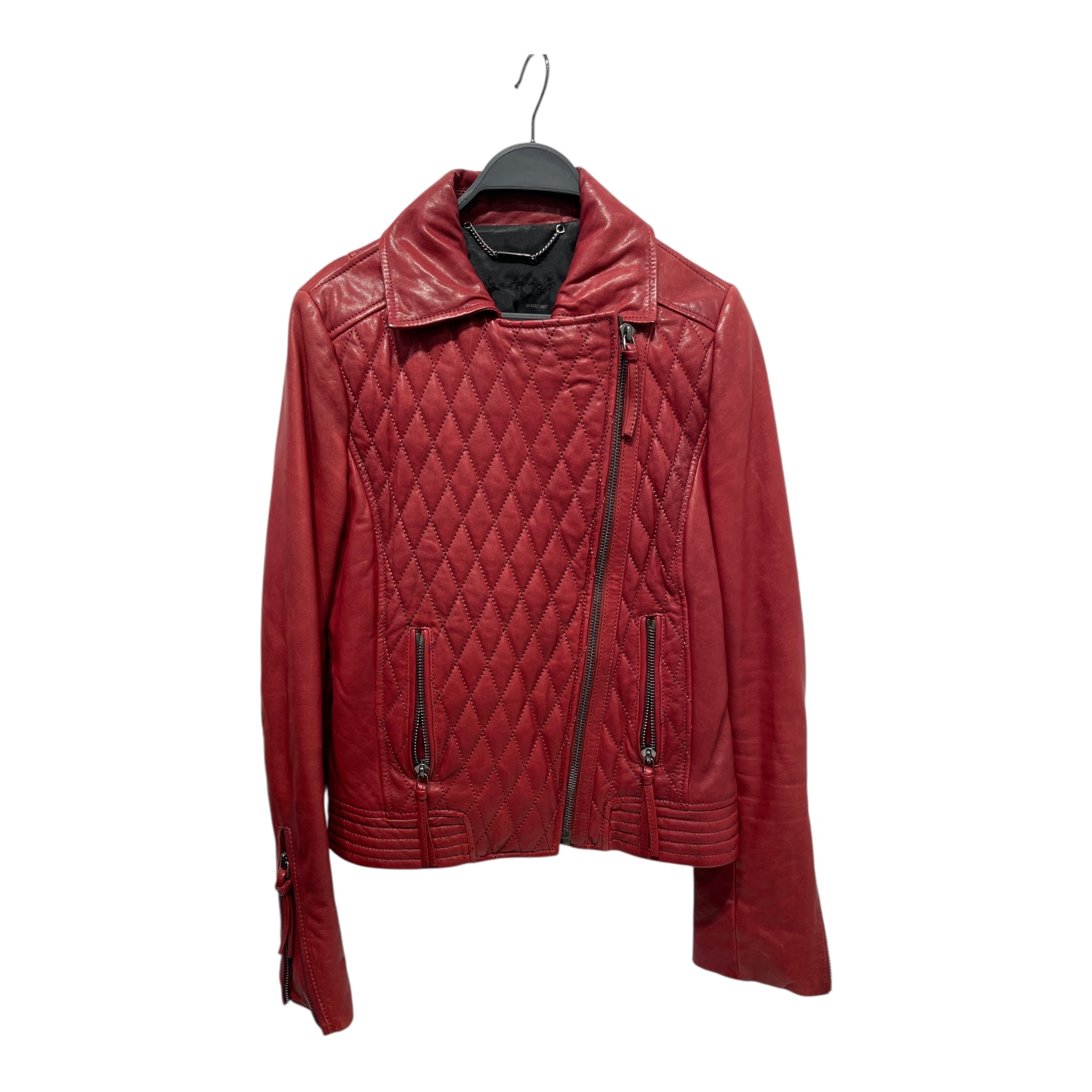 BARBARA BUI/Riders Jkt (W)/40/Leather/RED/MOTO ZIPPER ON SLEEVE view 1