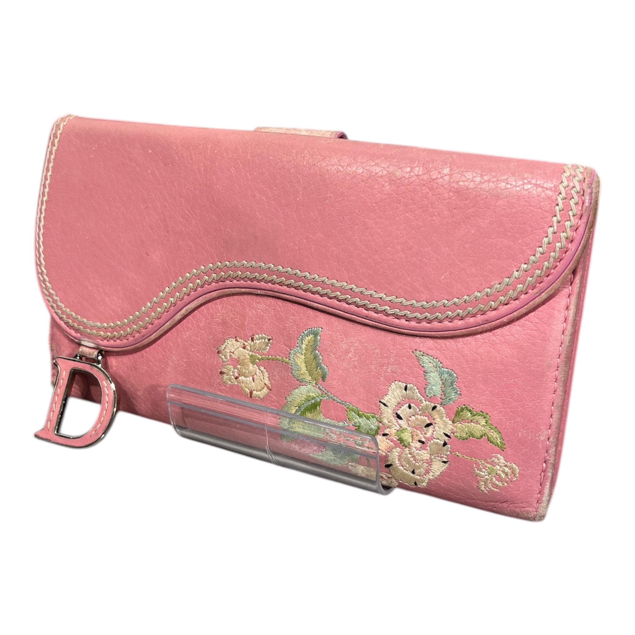 Christian Dior/Wallet/Leather/PNK/FLORAL EMBROIDERY view 1