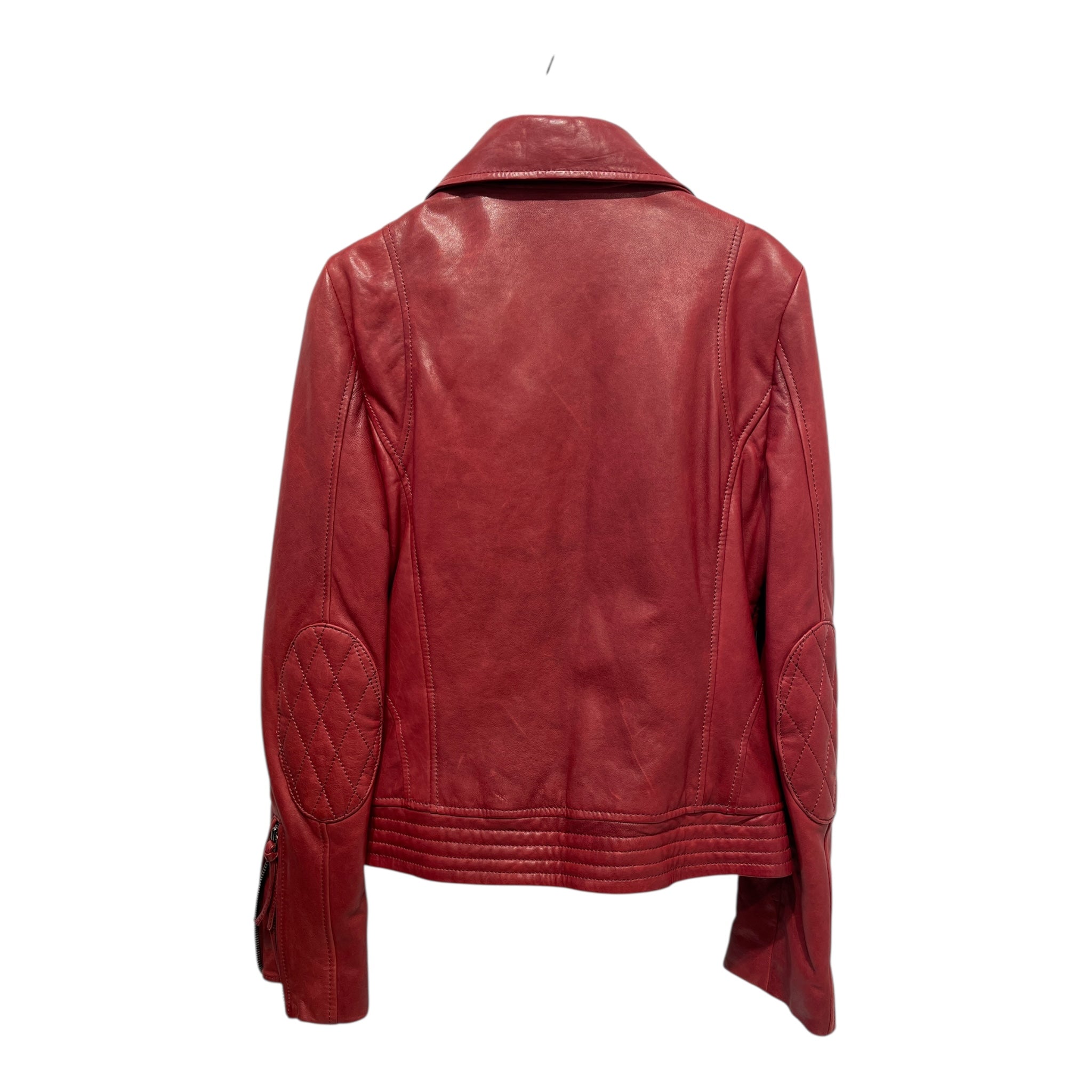 BARBARA BUI/Riders Jkt (W)/40/Leather/RED/MOTO ZIPPER ON SLEEVE view 2