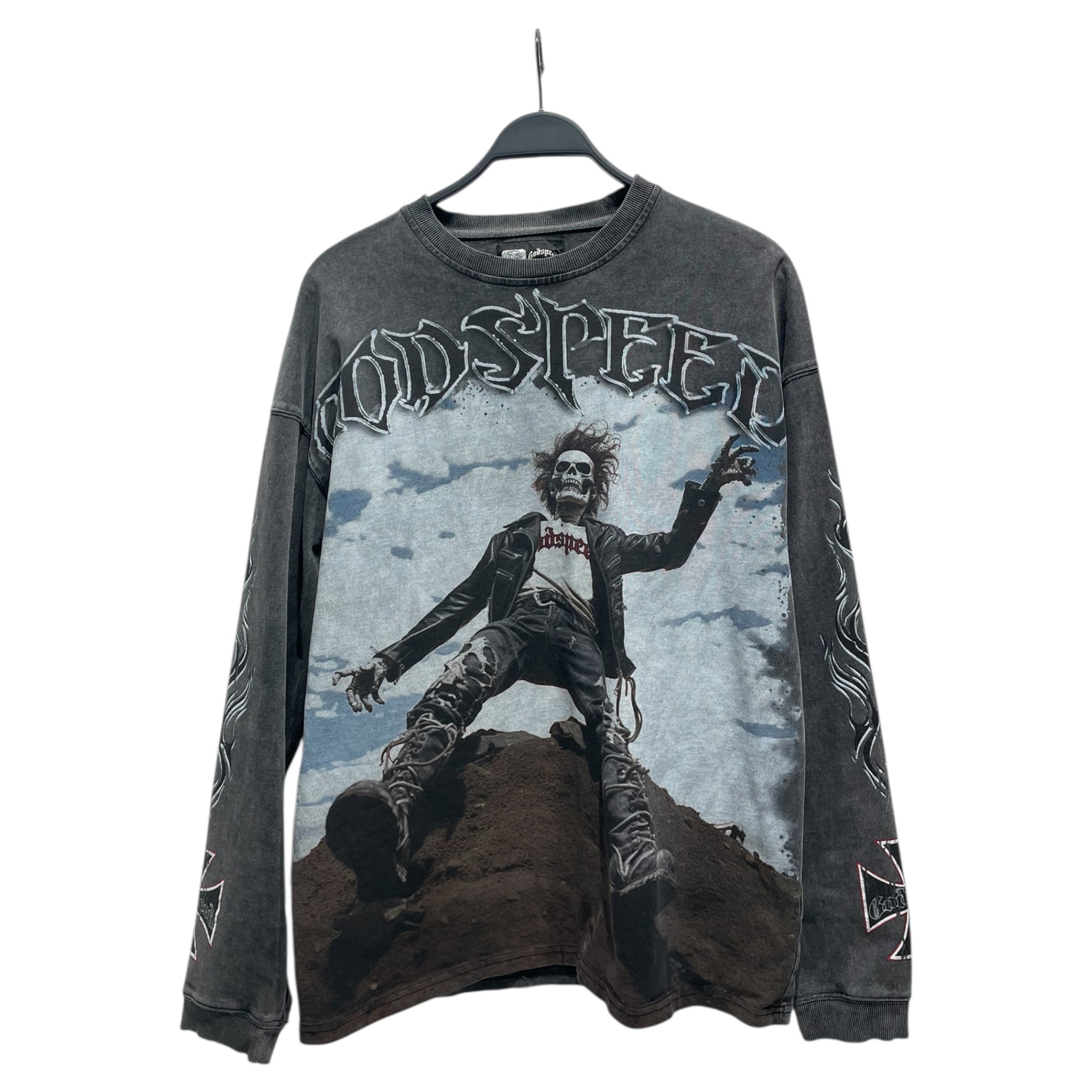 GODSPEED NEW YORK/LS T-Shirt/M/Cotton/GRY/All Over Print/ view 1