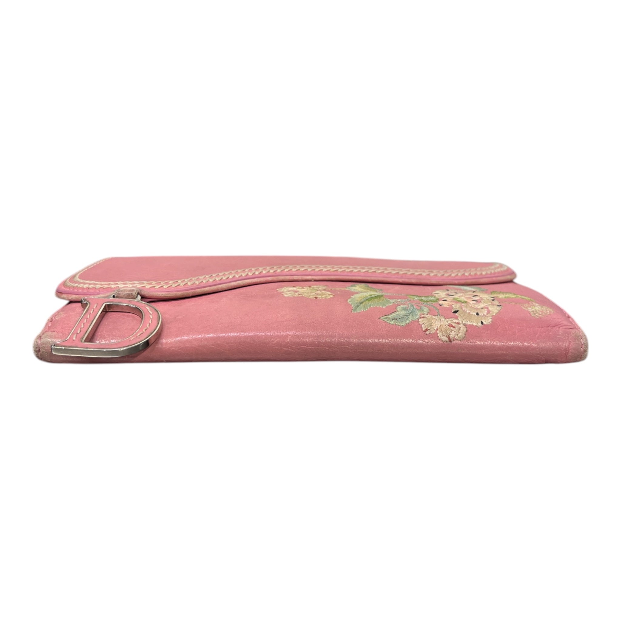Christian Dior/Wallet/Leather/PNK/FLORAL EMBROIDERY view 3
