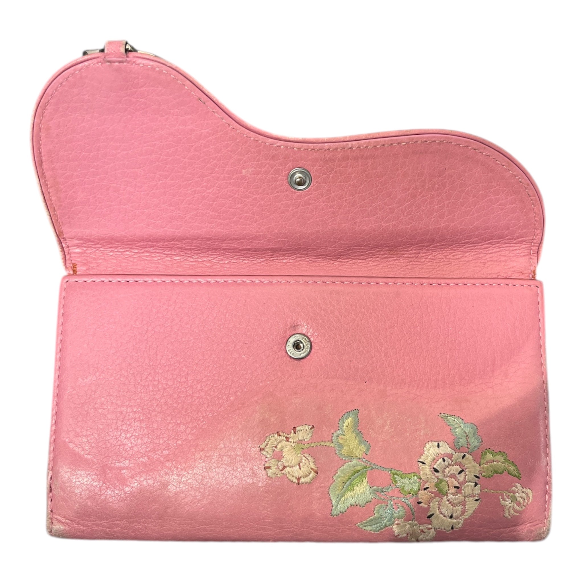 Christian Dior/Wallet/Leather/PNK/FLORAL EMBROIDERY view 4