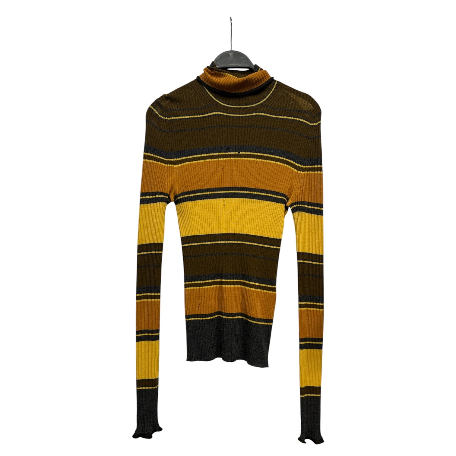 Acne Studios/LS T-Shirt/M/Stripe/Wool/BRW/BROWN/YELLOW TURTLE NECK view 1
