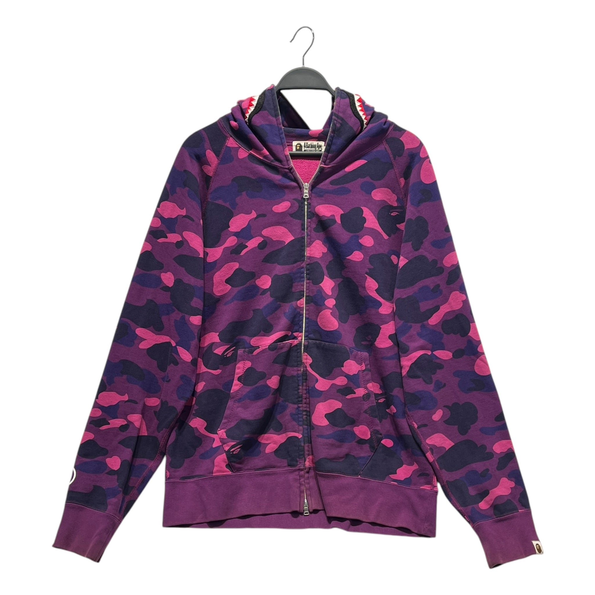 A BATHING APE/Zip Up Hoodie/XL/Camouflage/Cotton/PPL/SHARK HOODIE PONR ON BACK view 1