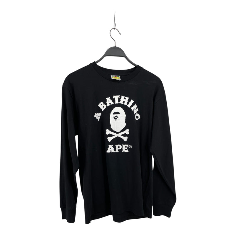 A BATHING APE/LS T-Shirt/L/Cotton/BLK/Graphic/012-013-1999 CROSSBONES