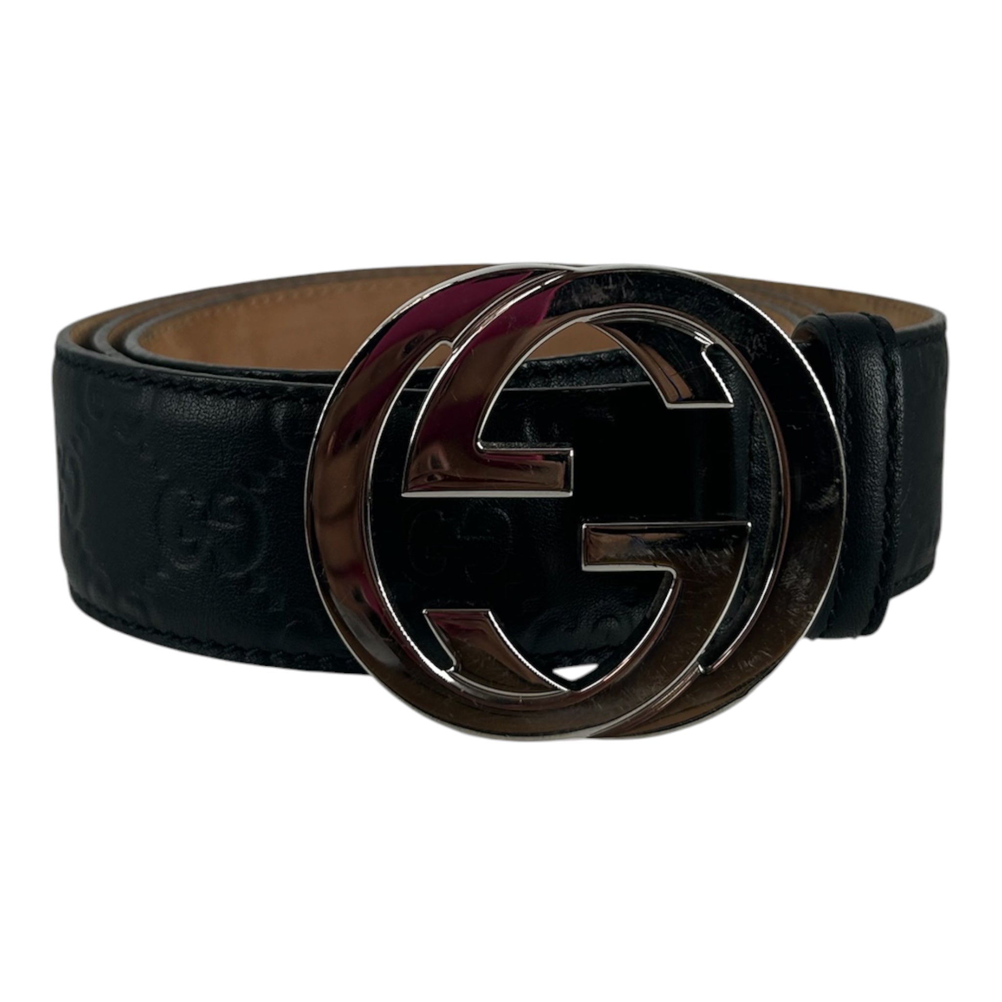 GUCCI/Belt/Leather/BLK/M's/BLACKED OUT MONOGRAM view 1