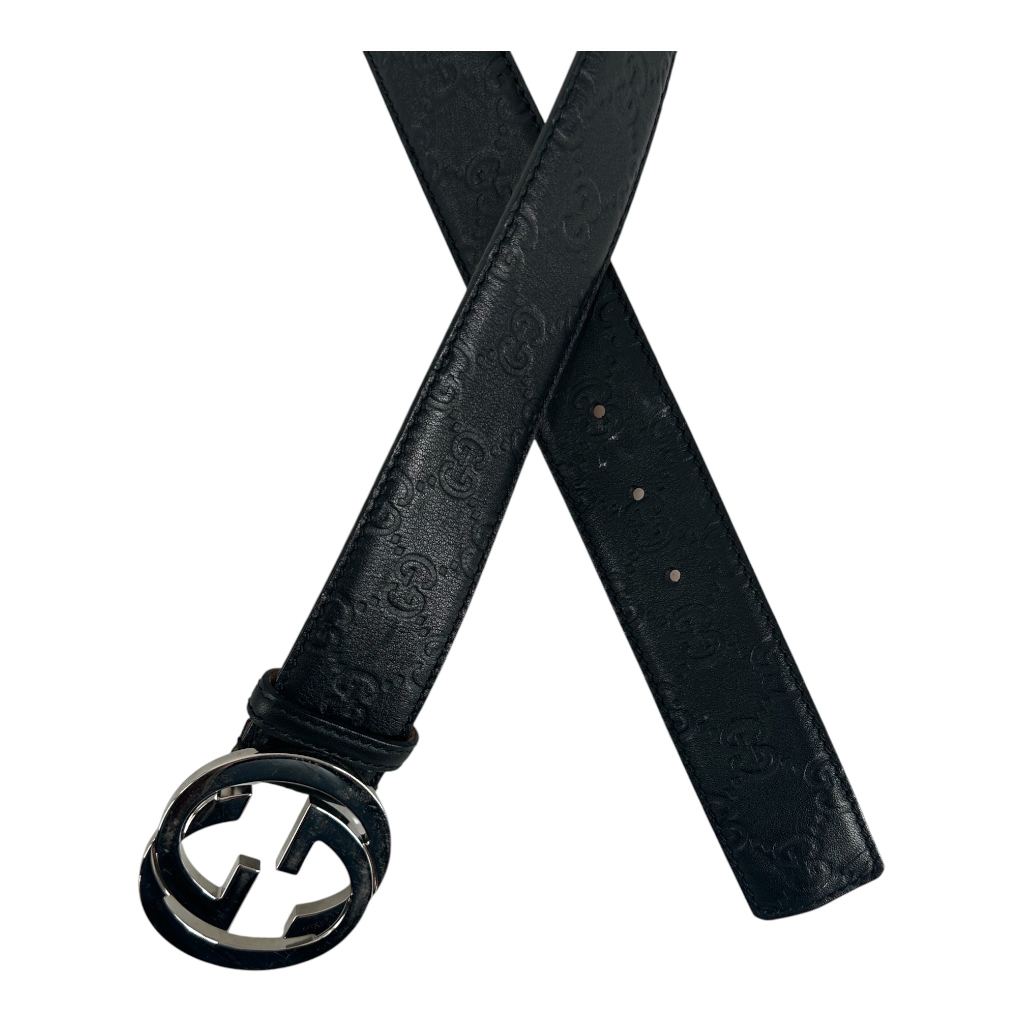 GUCCI/Belt/Leather/BLK/M's/BLACKED OUT MONOGRAM view 2