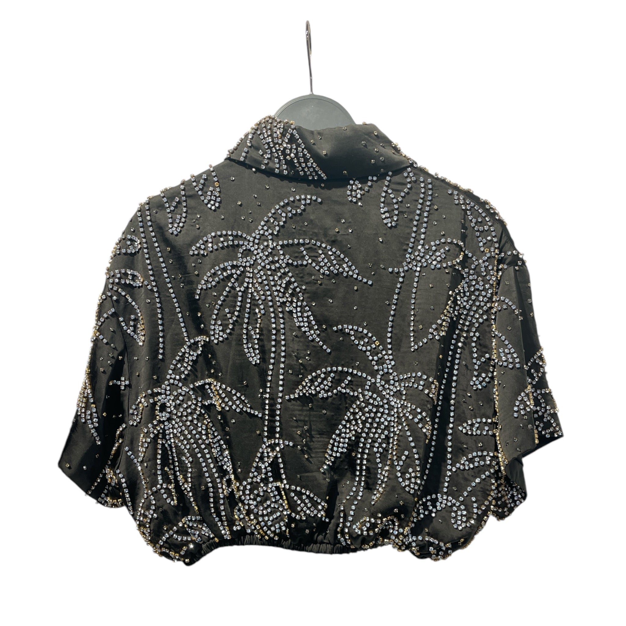 AMIRI/SS Blouse/S/Plain/Polyester/BLK/CRYSTAL CROP POLO view 2