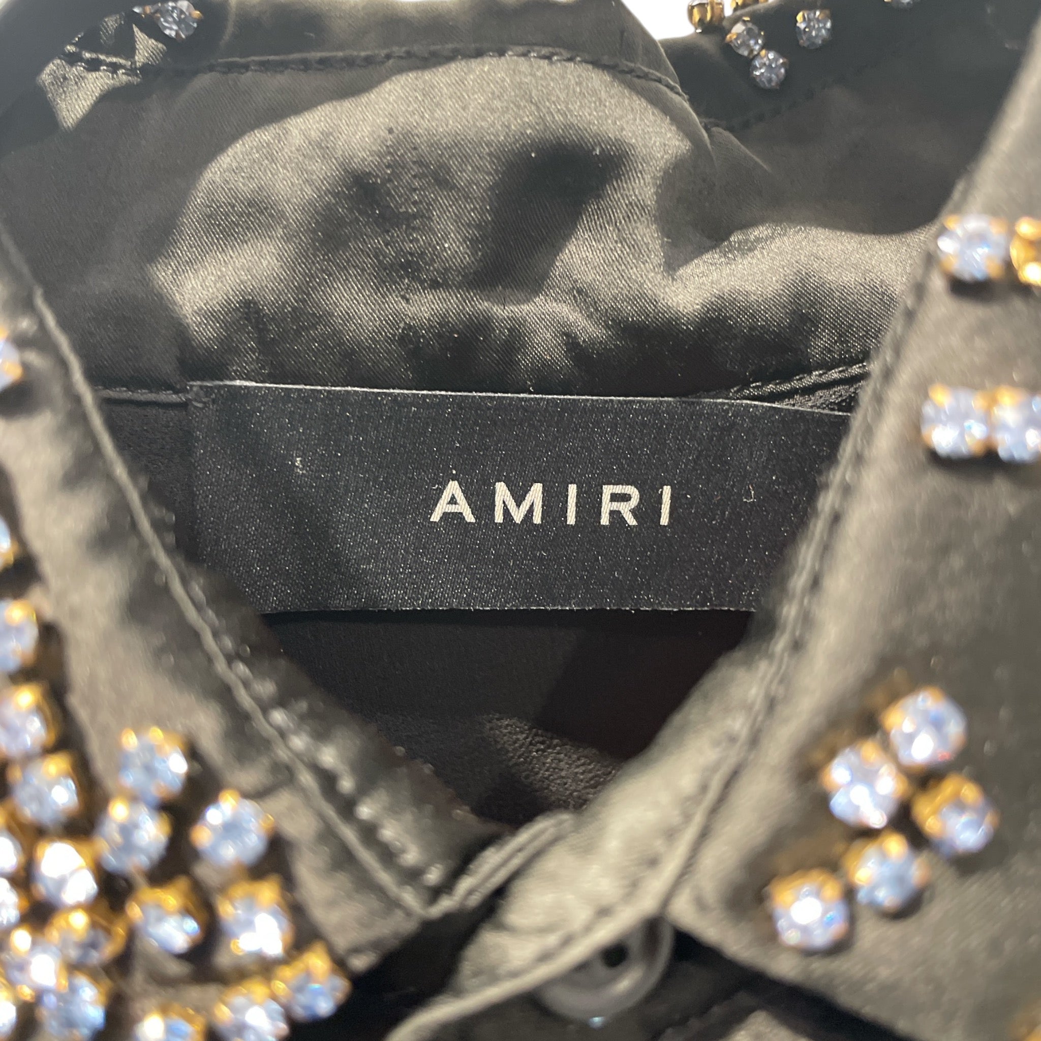 AMIRI/SS Blouse/S/Plain/Polyester/BLK/CRYSTAL CROP POLO view 3