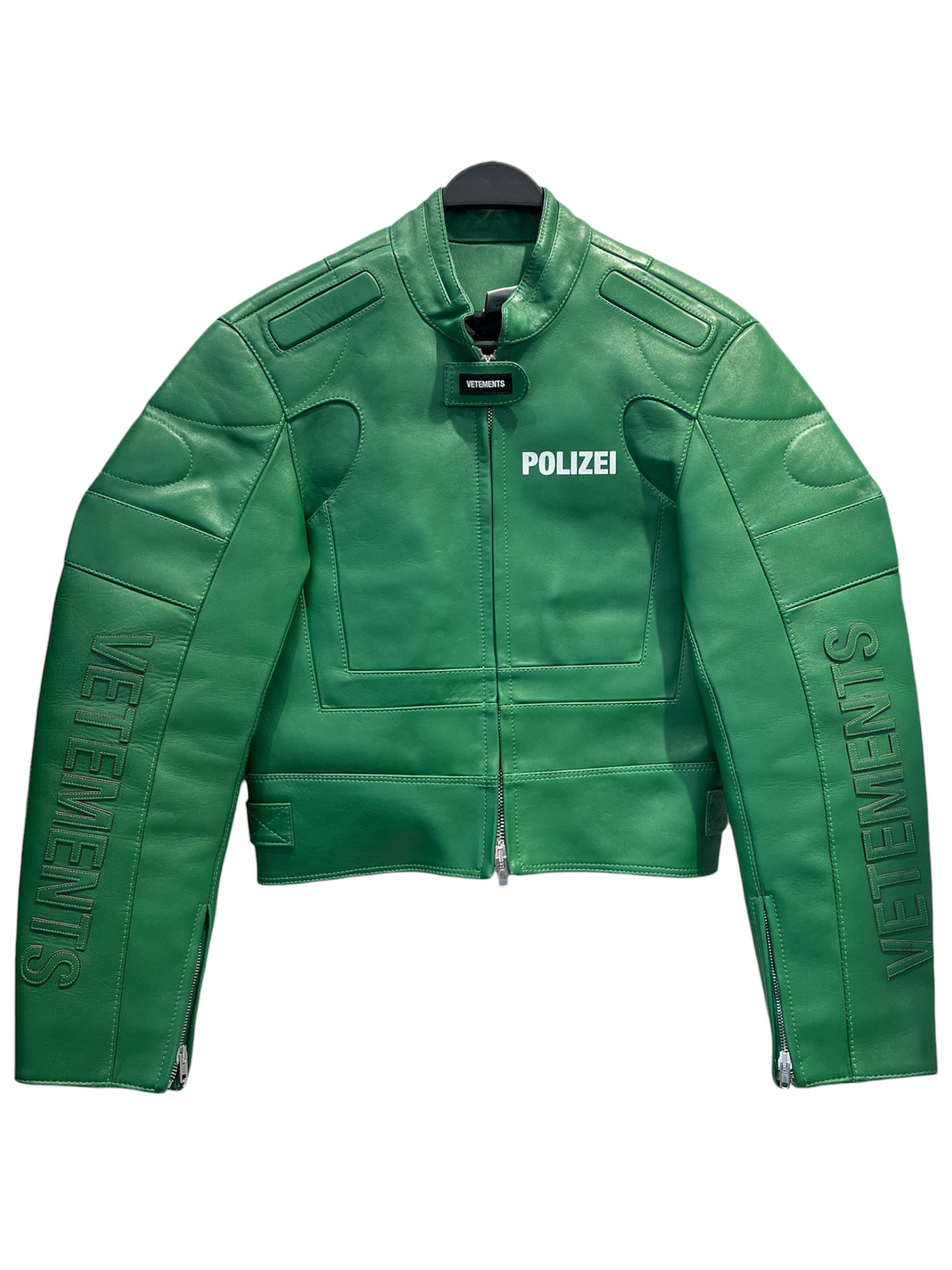 VETEMENTS/Leather Jkt/S/Leather/GRN/POLIZEI view 2