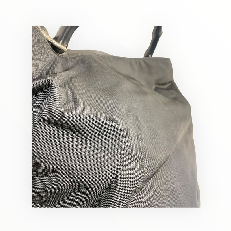 GUCCI/Cross Body Bag/L/Nylon/BLK/bamboo  nylon satchel