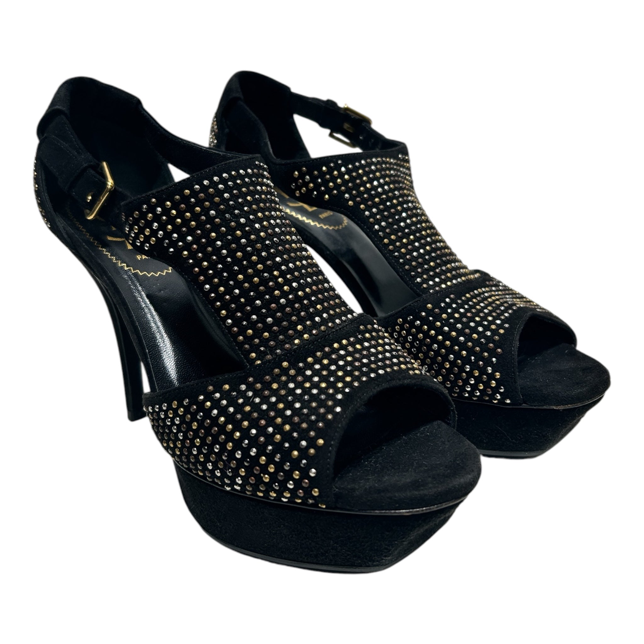 YVES SAINT LAURENT/Heels/EU 37.5/All Over Print/BLK/Gold/Silver Mini Studs All Ove view 1