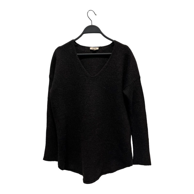 Helmut Lang/Heavy Sweater/S/Wool/BLK/tight knit v neck
