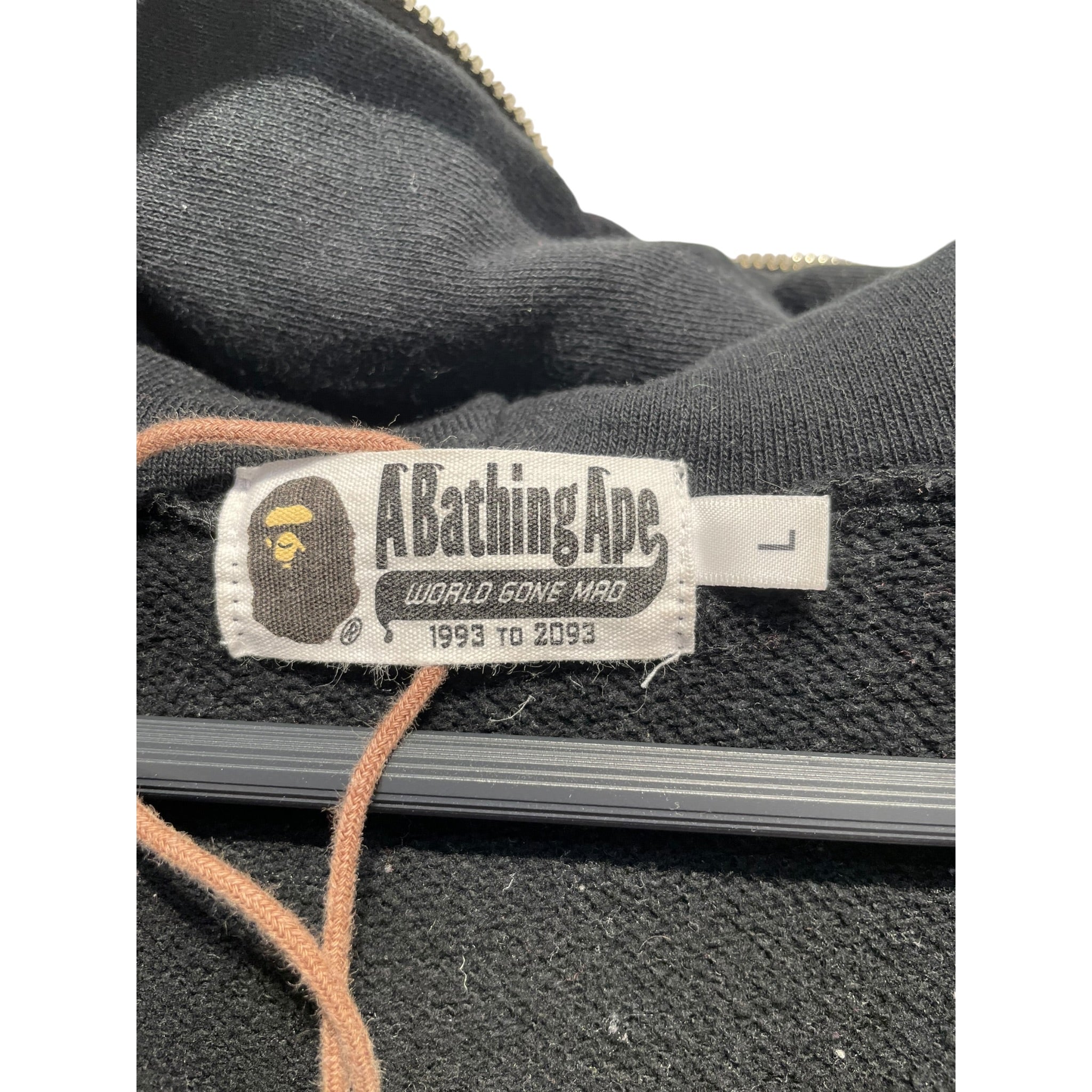 A BATHING APE/Zip Up Hoodie/L/Cotton/BLK/Dragon & Tiger Embroidery view 3