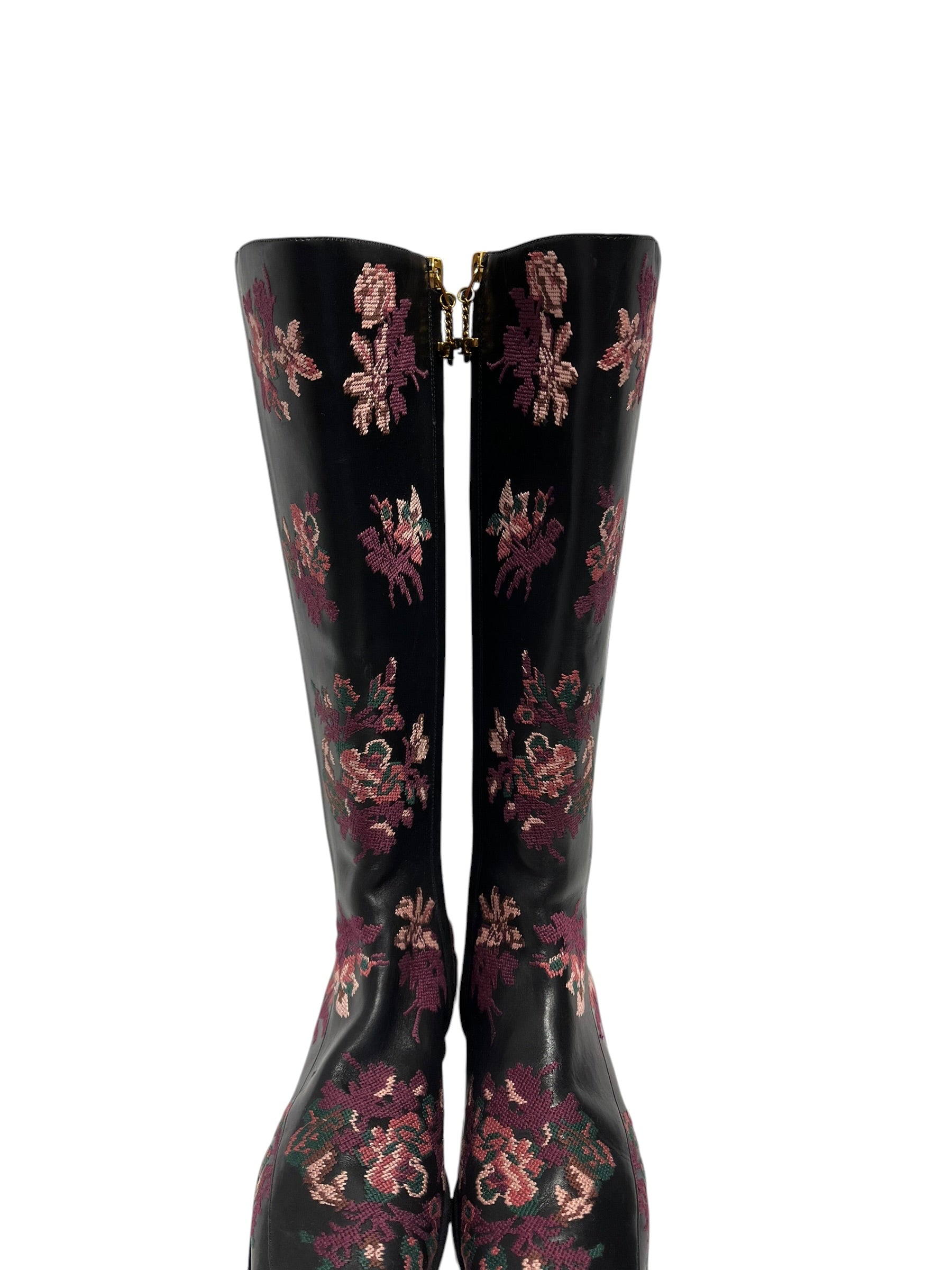TORY BURCH/Boots/US 7/Floral Pattern/BLK/Pink flowers view 3