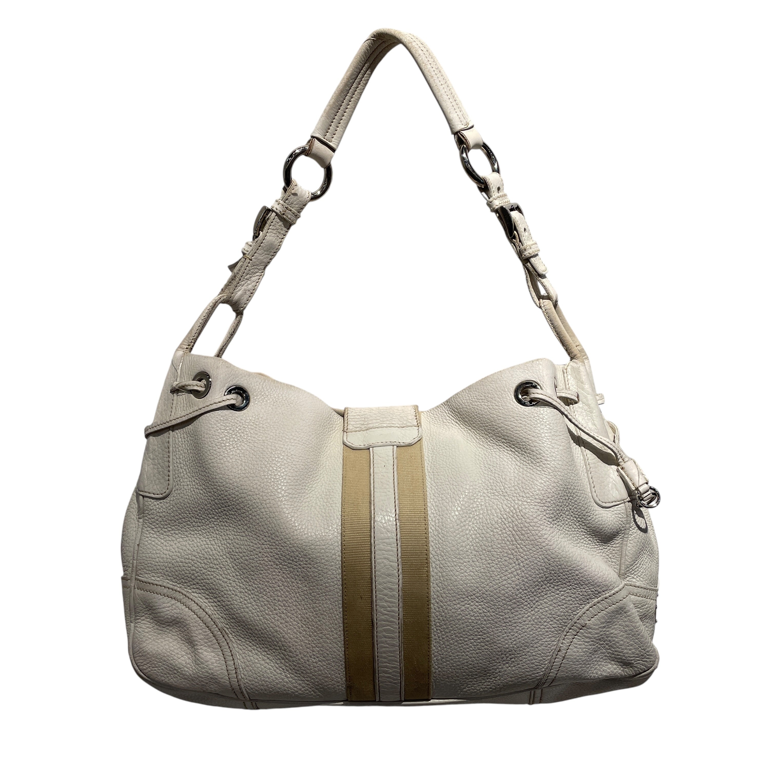 PRADA/Bag/Leather/WHT/signature vitello daino hobo view 2