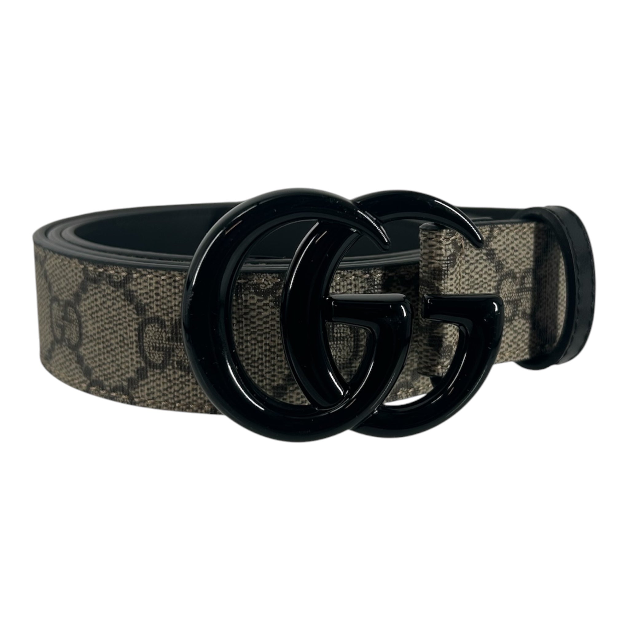 GUCCI/Belt/Monogram/KHK/L's/black g buckle view 1