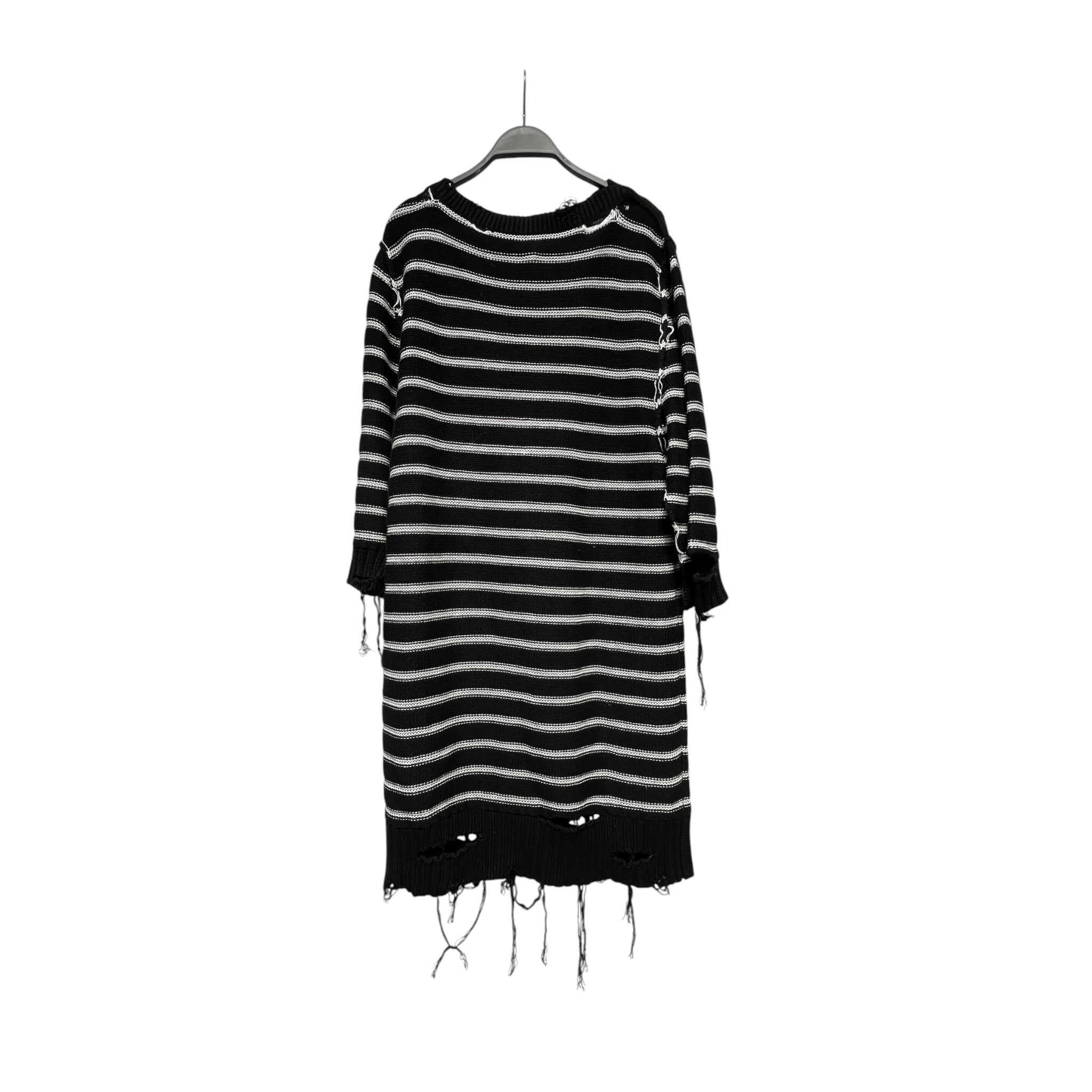 MM6/Sweater/M/Stripe/Cotton/BLK/Distressed/OVERSIZED SWEATER DRESS view 1