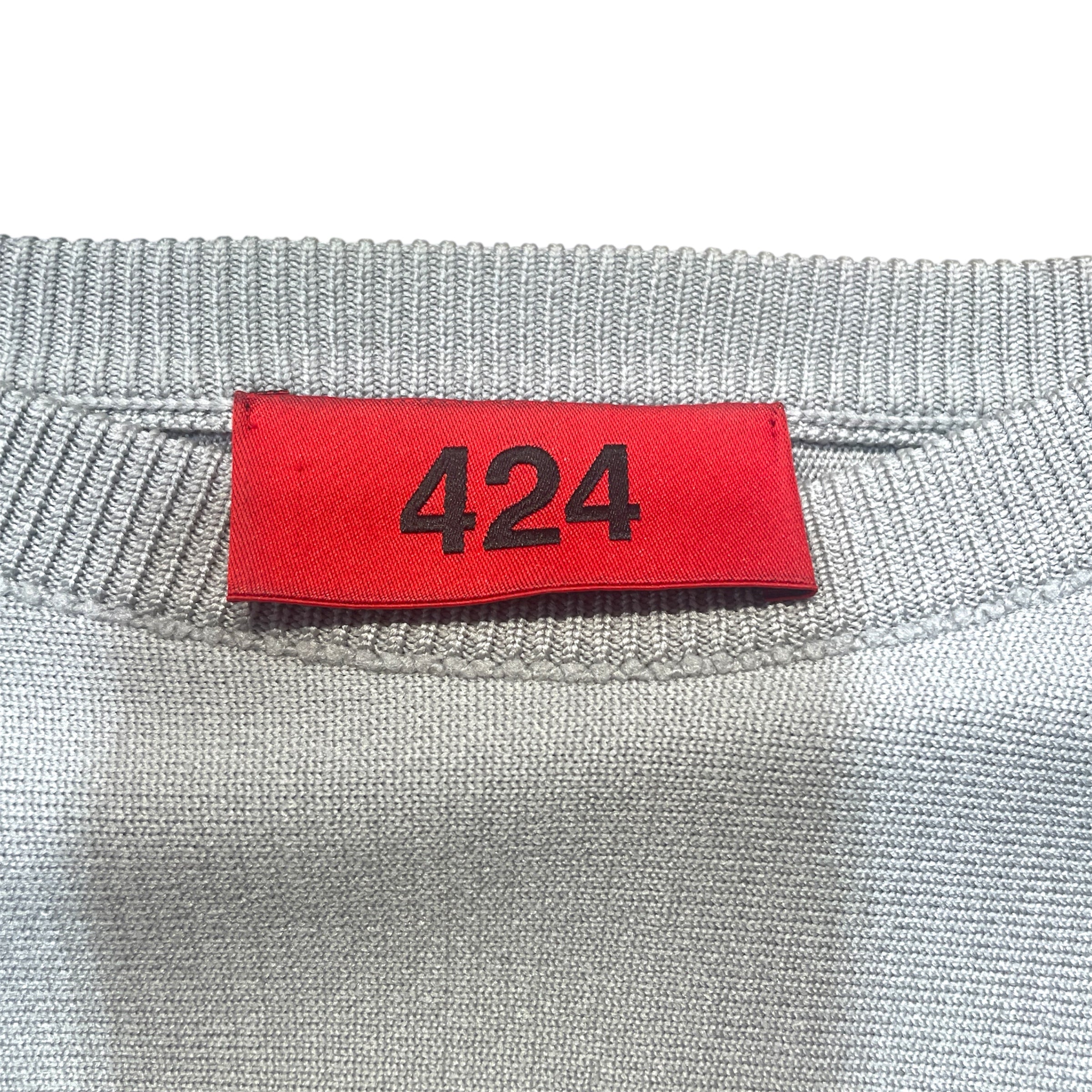 424(FourTwoFour)/Sweatshirt/XL/Graphic/Cotton/GRY/Gray Soccer Patchwork LS Shirt view 3