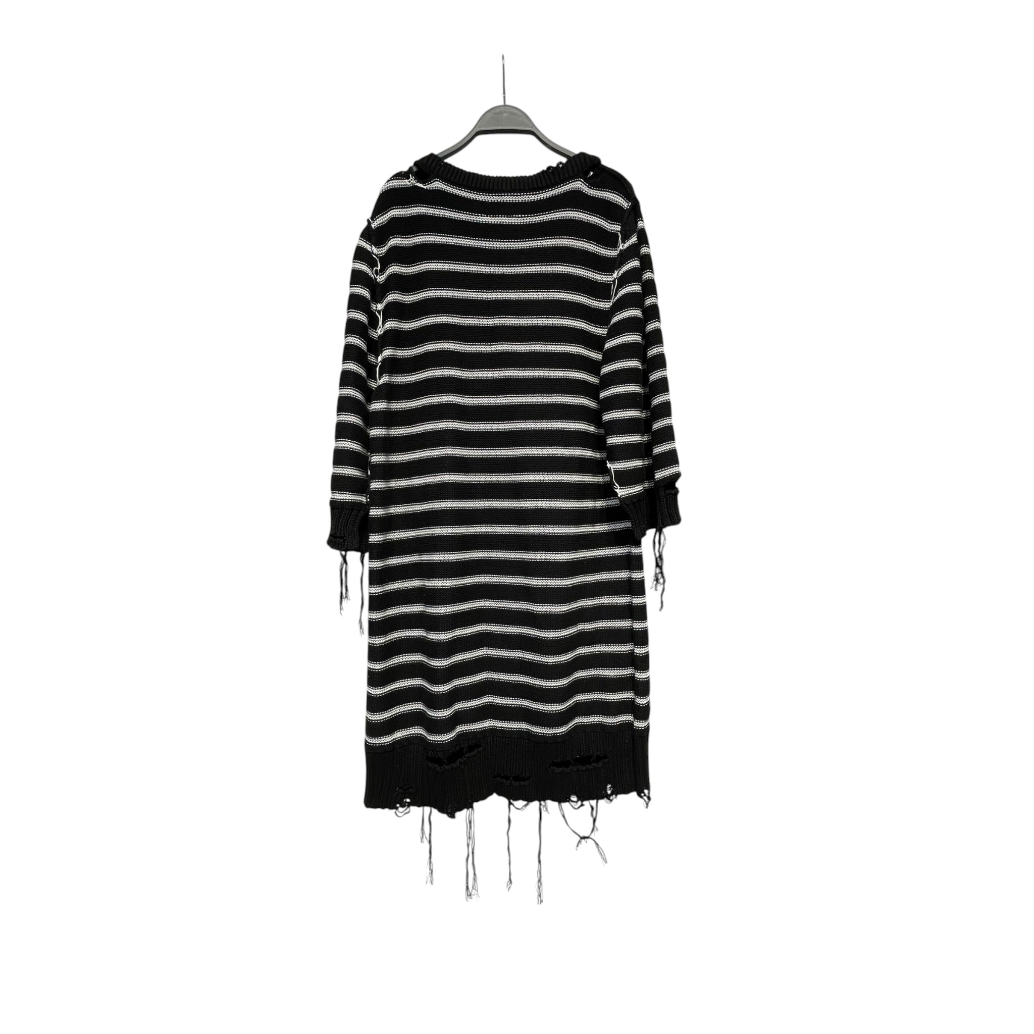 MM6/Sweater/M/Stripe/Cotton/BLK/Distressed/OVERSIZED SWEATER DRESS view 2