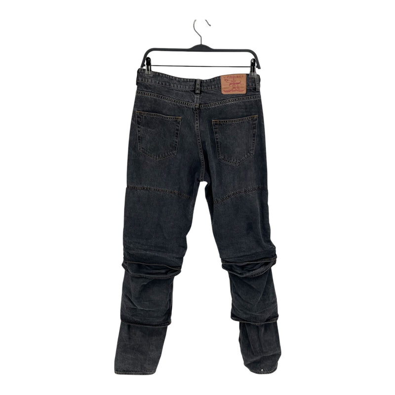 Y/PROJECT/Straight Pants/29/Denim/BLK/Multi-Cuffed Layered Jeans