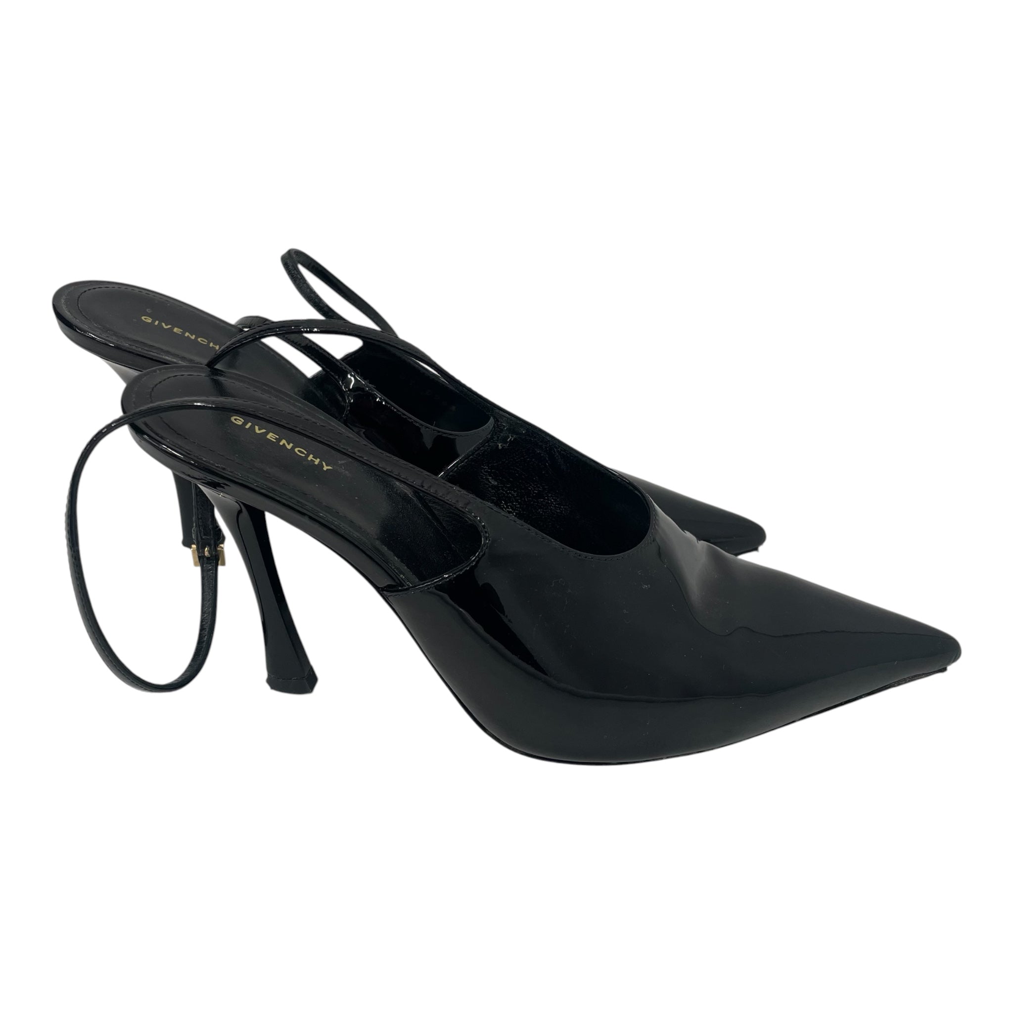GIVENCHY/Heels/US 5.5/Leather/BLK/PATENT LEATHER SLINGBACKS view 1