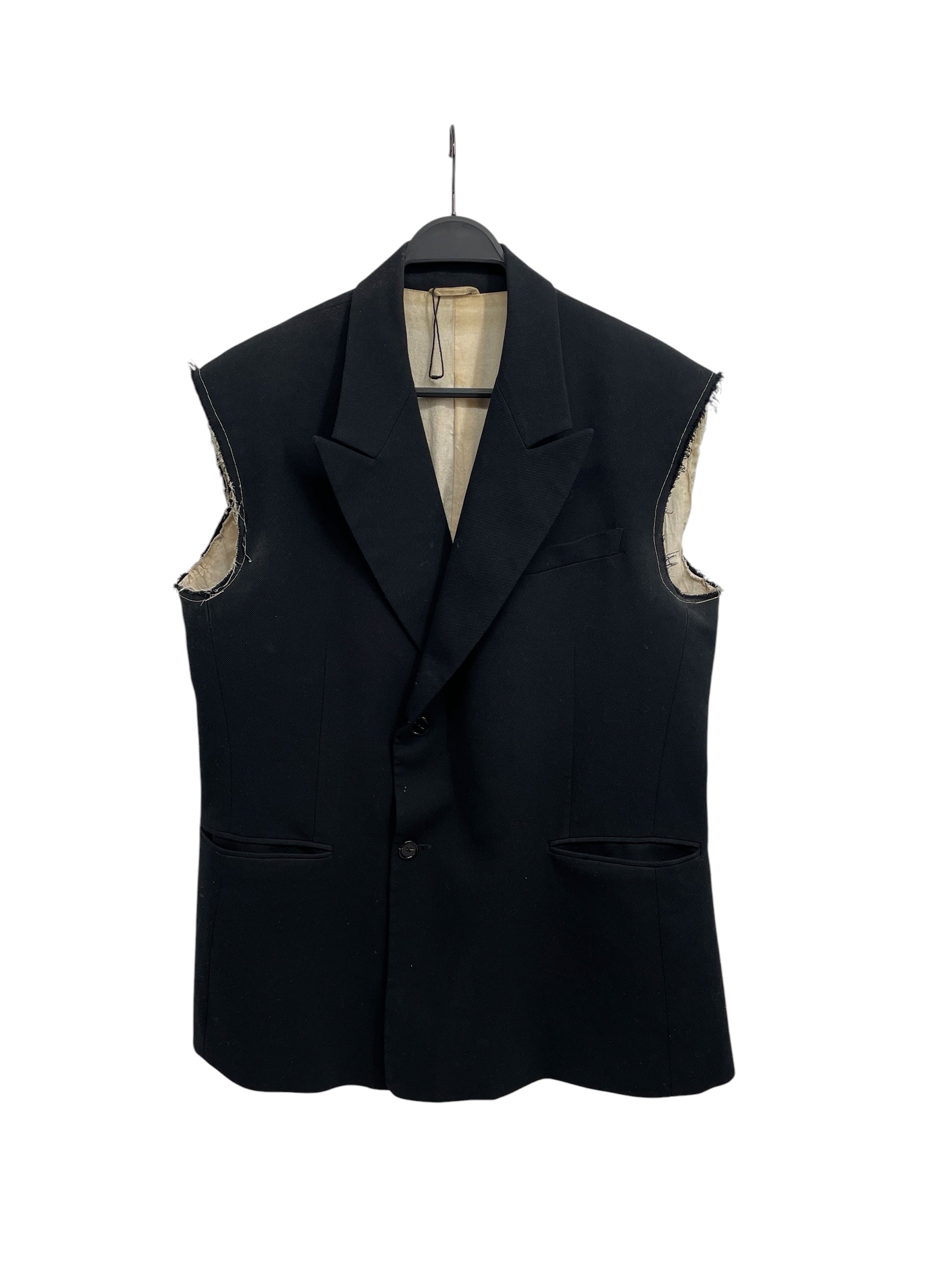 RAF SIMONS/Vest/50/Wool/BLK/RAW SLEEVES HEM view 1