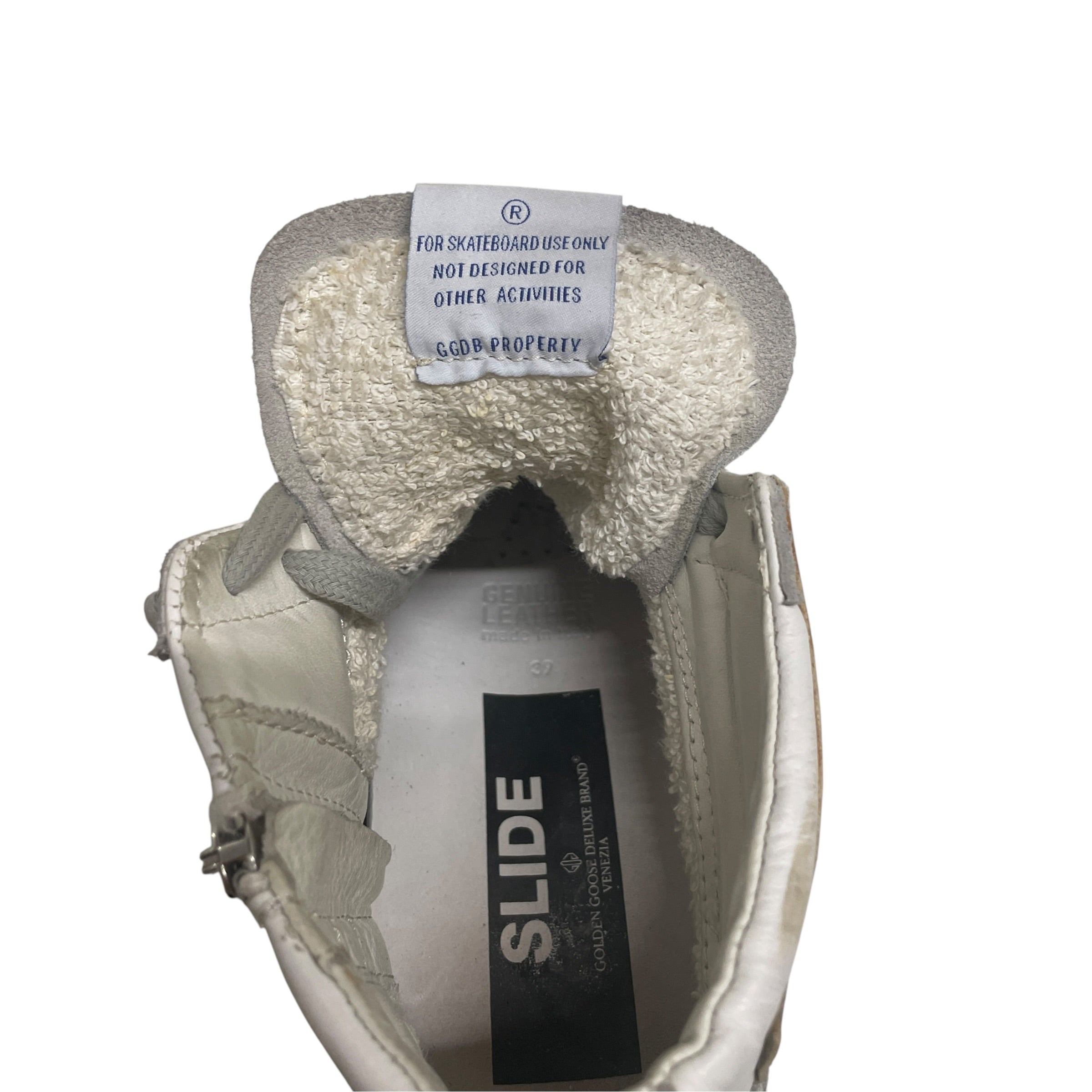 GOLDEN GOOSE/Hi-Sneakers/EU 39/Leather/WHT/GLD ACCENT /INNR SIDE ZIP view 3
