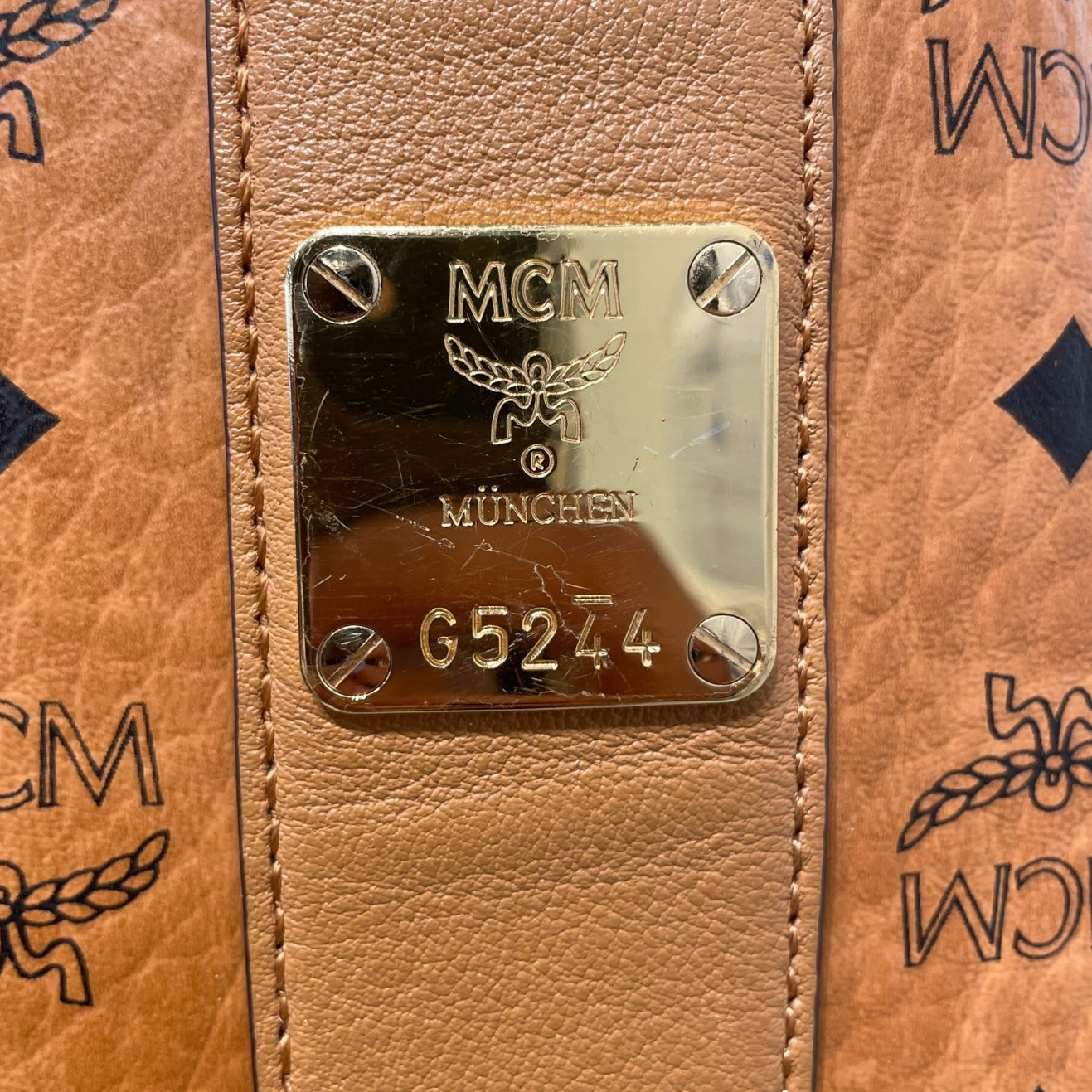 MCM/Hand Bag/Monogram/Leather/CML/MCM blue font view 3